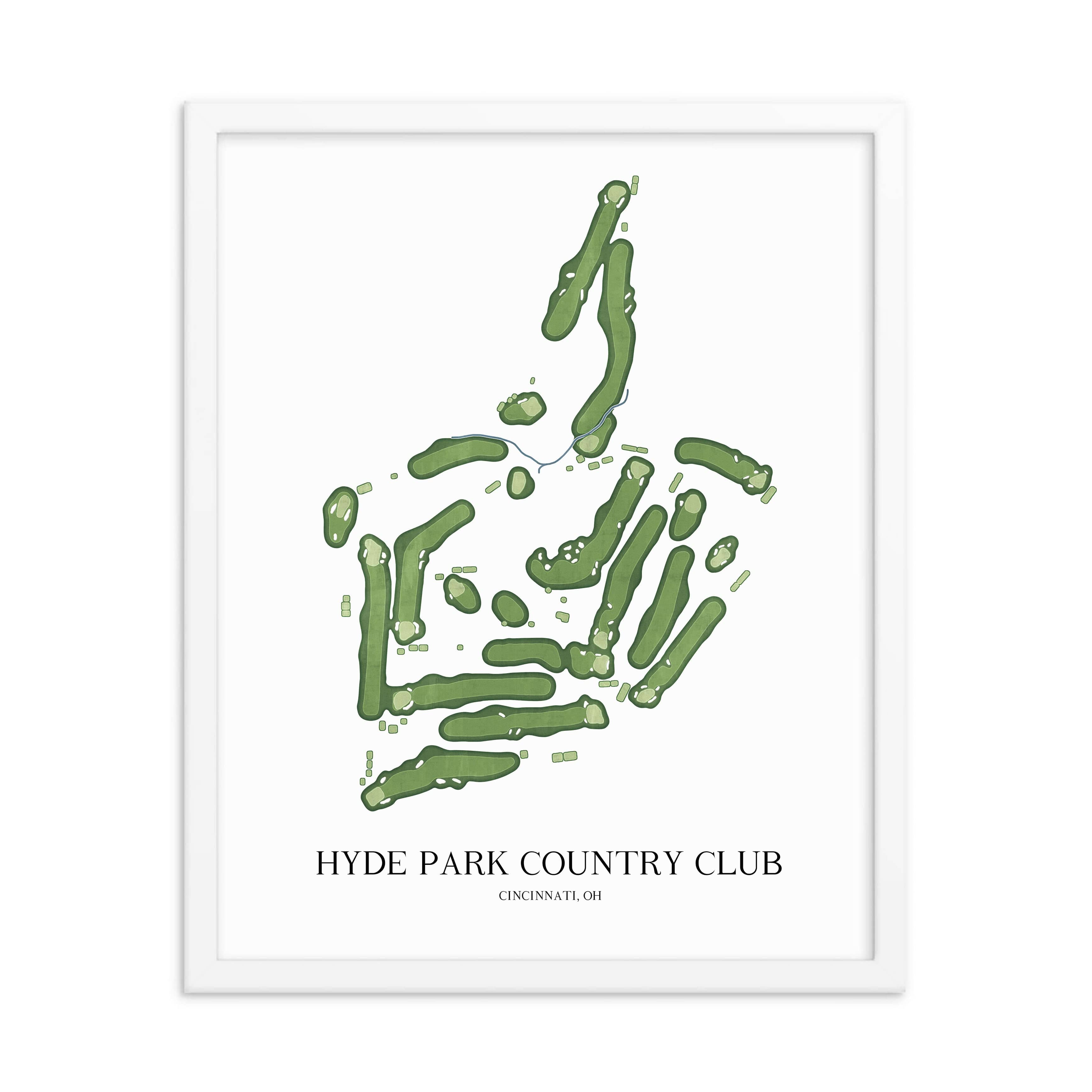 The 19th Hole Golf Shop - Golf Course Prints -  Hyde Park Country Club Golf Course Map Golf Map