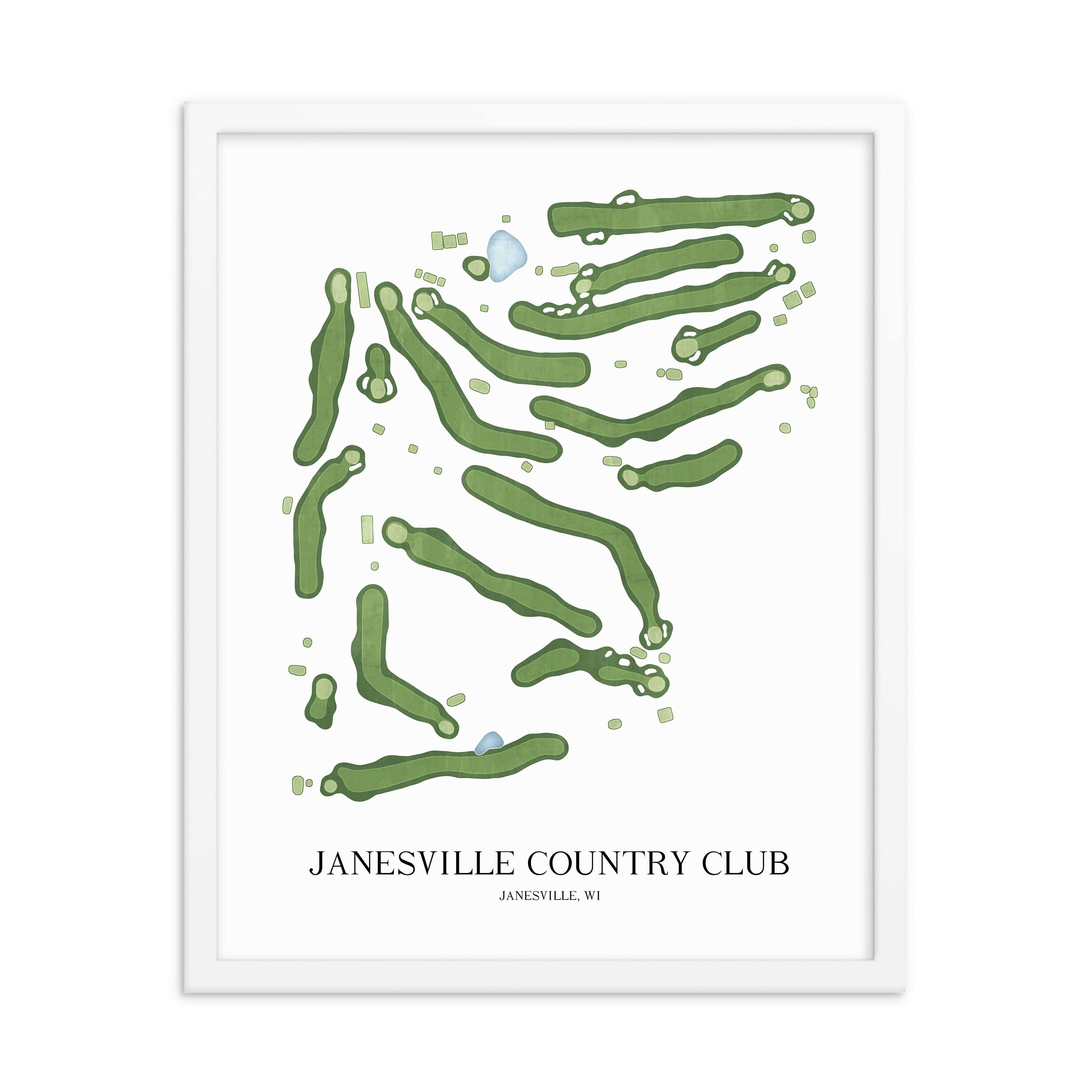 The 19th Hole Golf Shop - Golf Course Prints -  Janesville Country Club Golf Course Map Golf Map