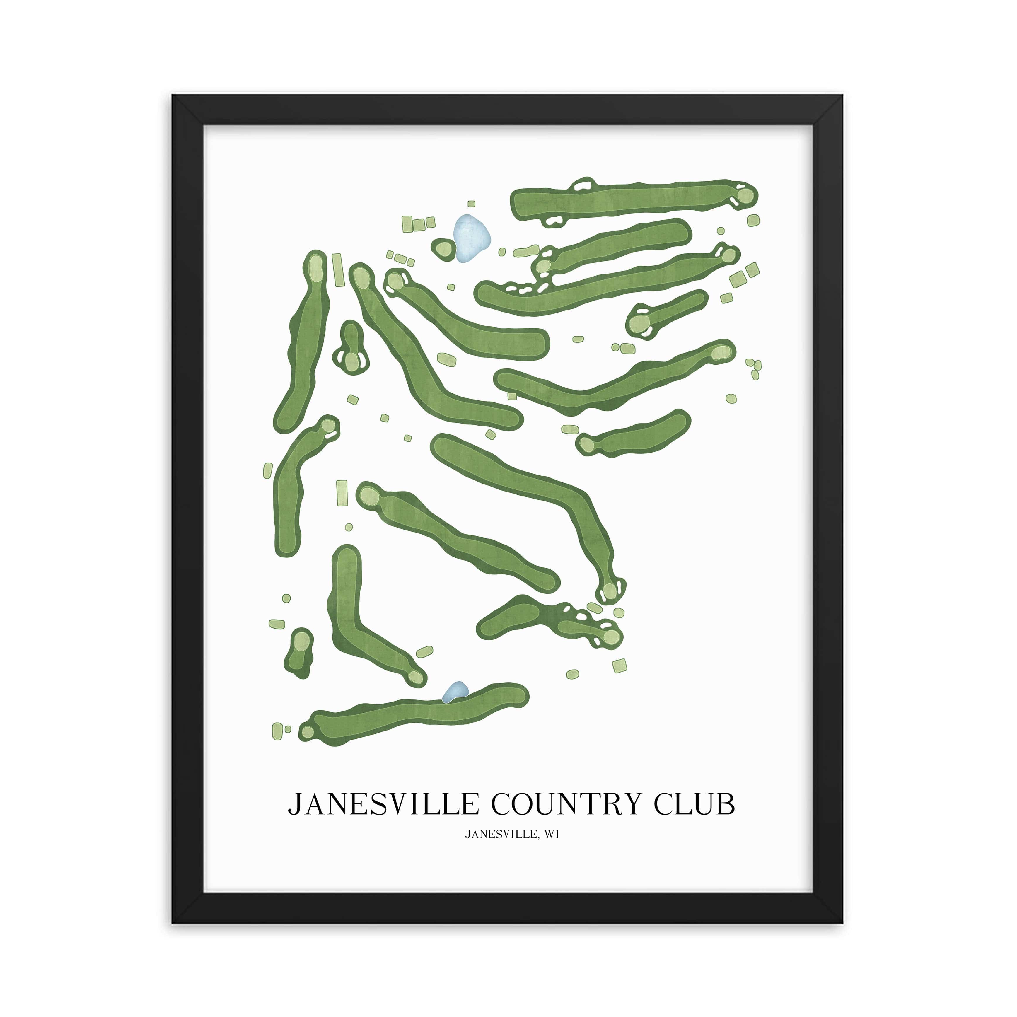 The 19th Hole Golf Shop - Golf Course Prints -  Janesville Country Club Golf Course Map Golf Map