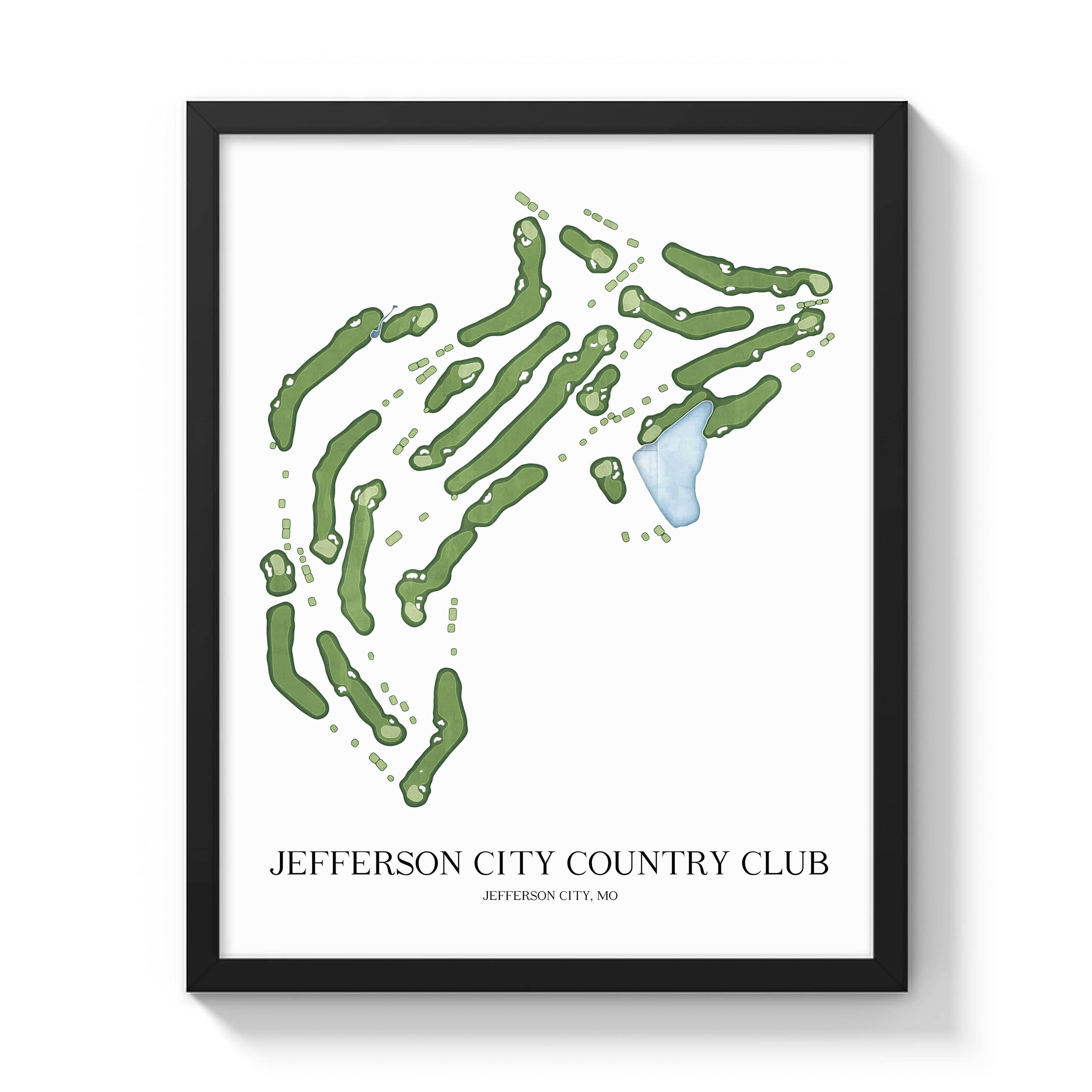 The 19th Hole Golf Shop - Golf Course Prints -  Jefferson City Country Club Golf Course Map Golf Map