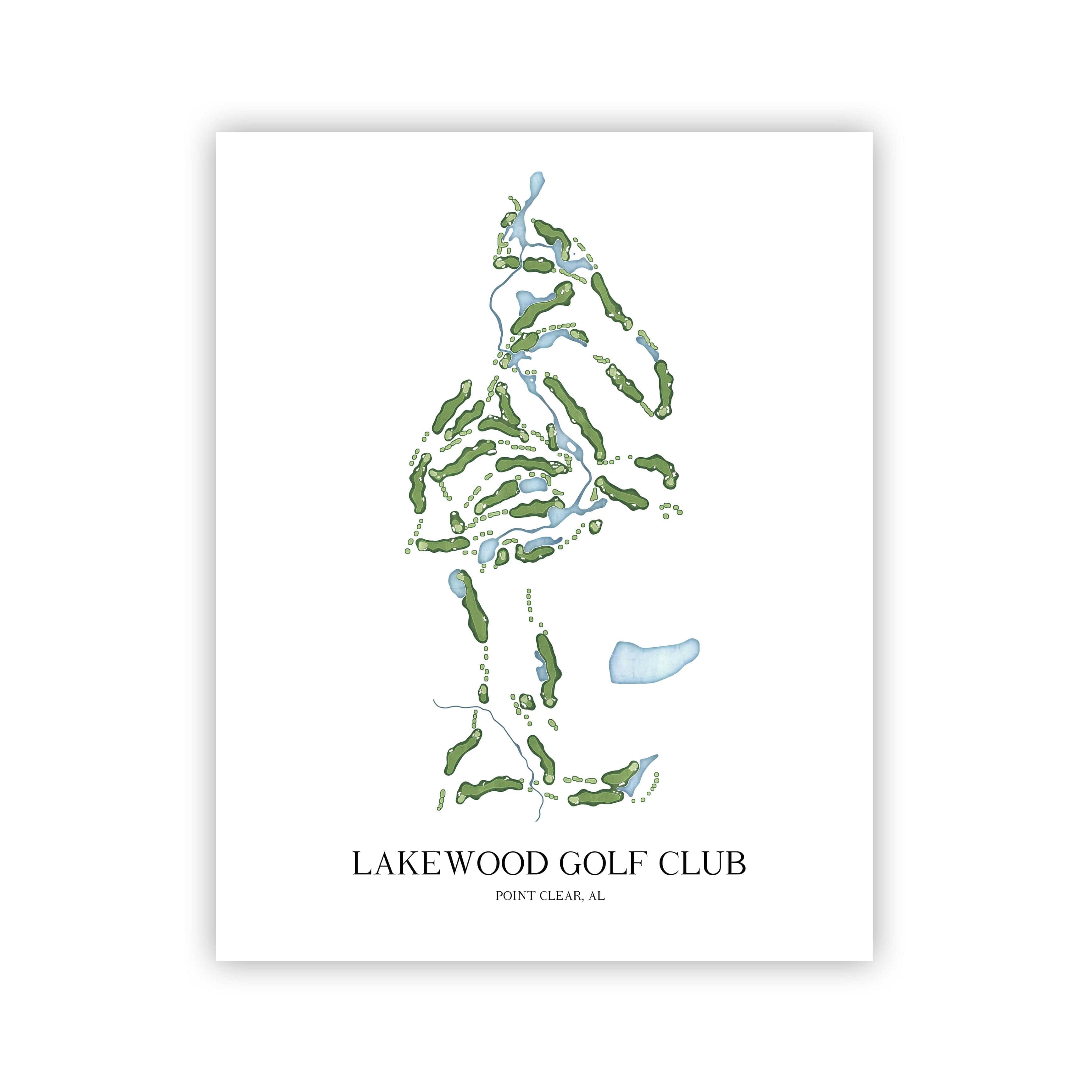 The 19th Hole Golf Shop - Golf Course Prints -  Lakewood Golf Club Golf Course Map Golf Map