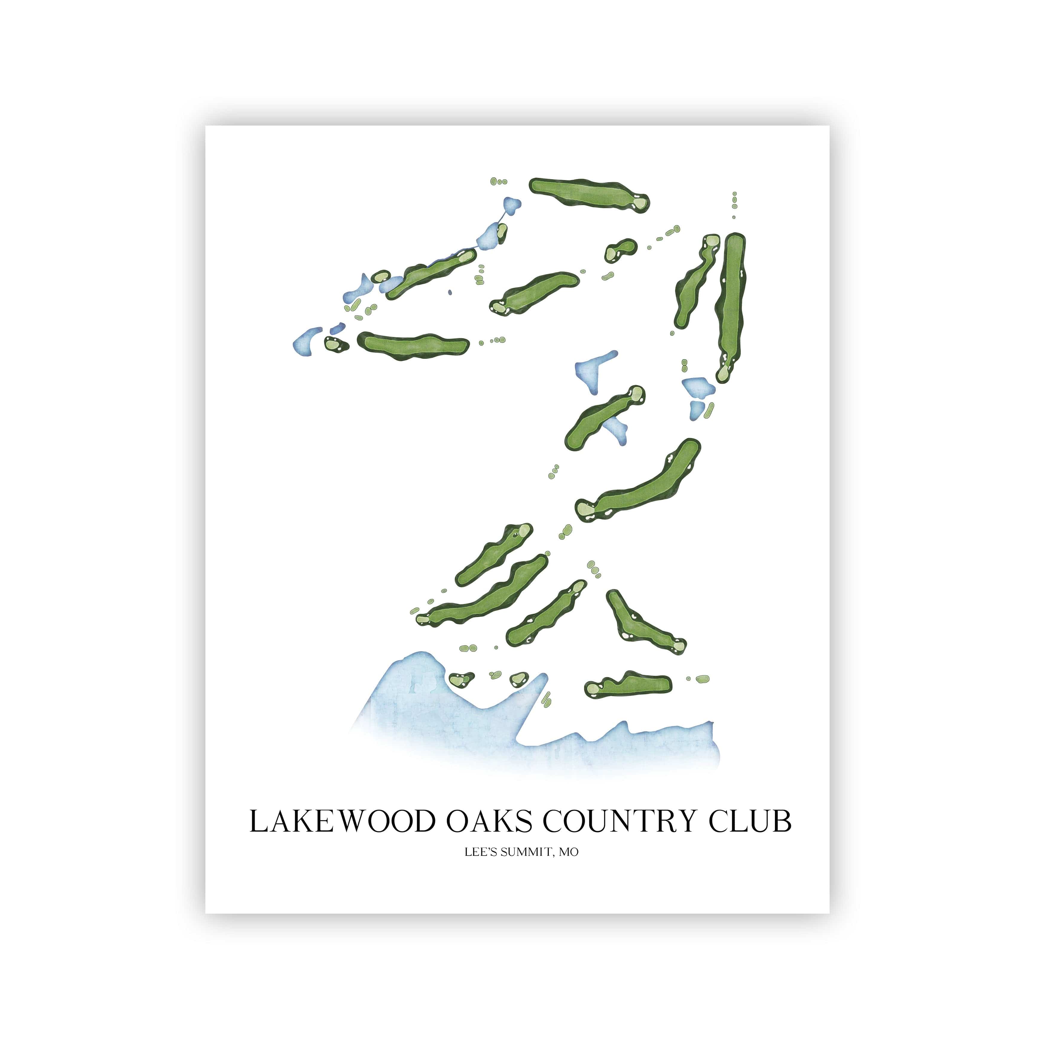 The 19th Hole Golf Shop - Golf Course Prints -  Lakewood Oaks Country Club Golf Course Map Golf Map