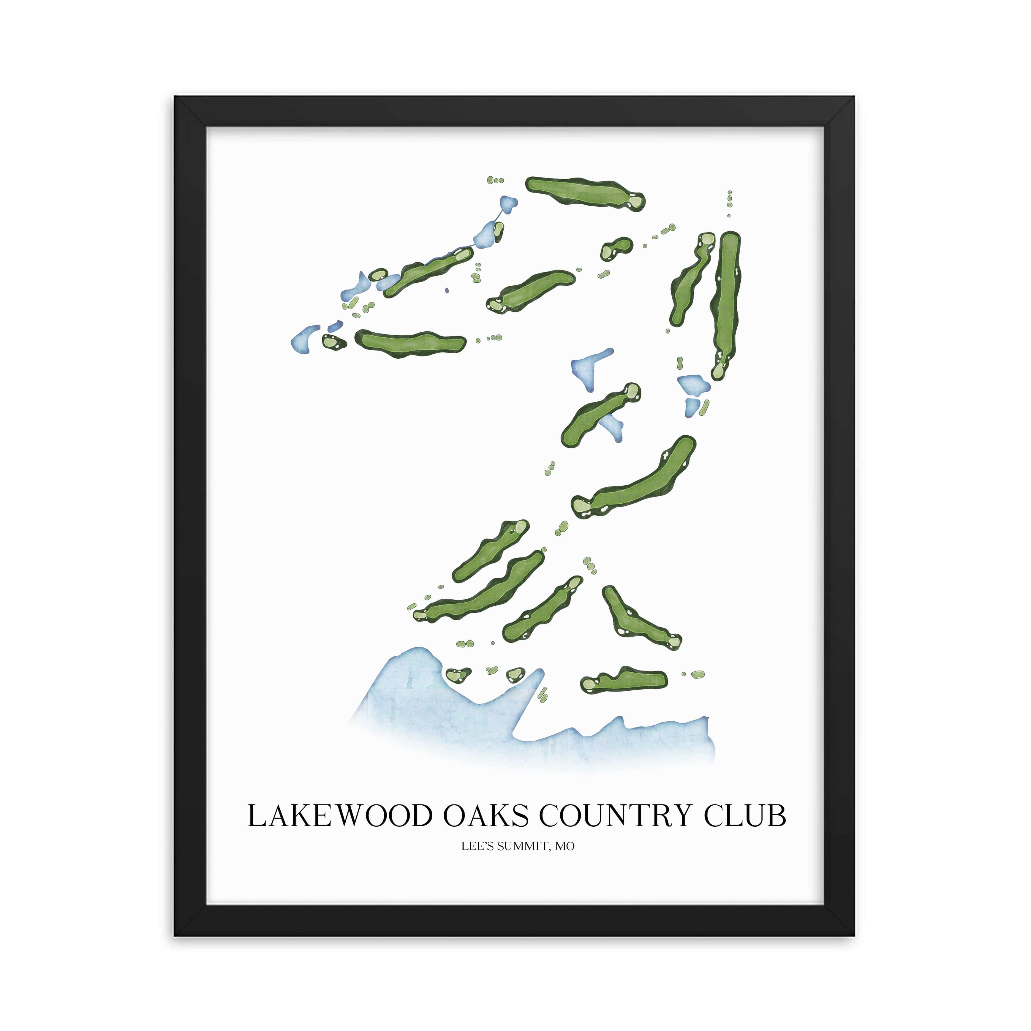 The 19th Hole Golf Shop - Golf Course Prints -  Lakewood Oaks Country Club Golf Course Map Golf Map