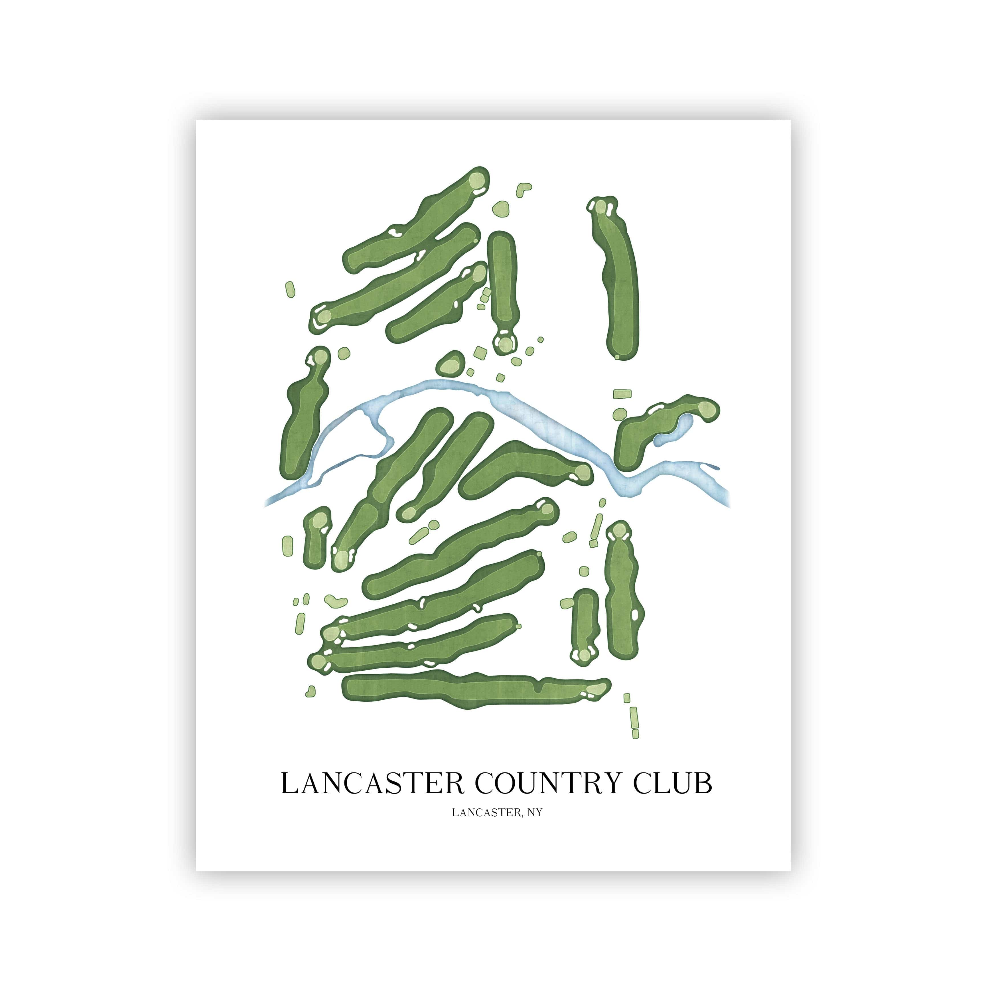 The 19th Hole Golf Shop - Golf Course Prints -  Lancaster Country Club - New York Golf Course Map Golf Map