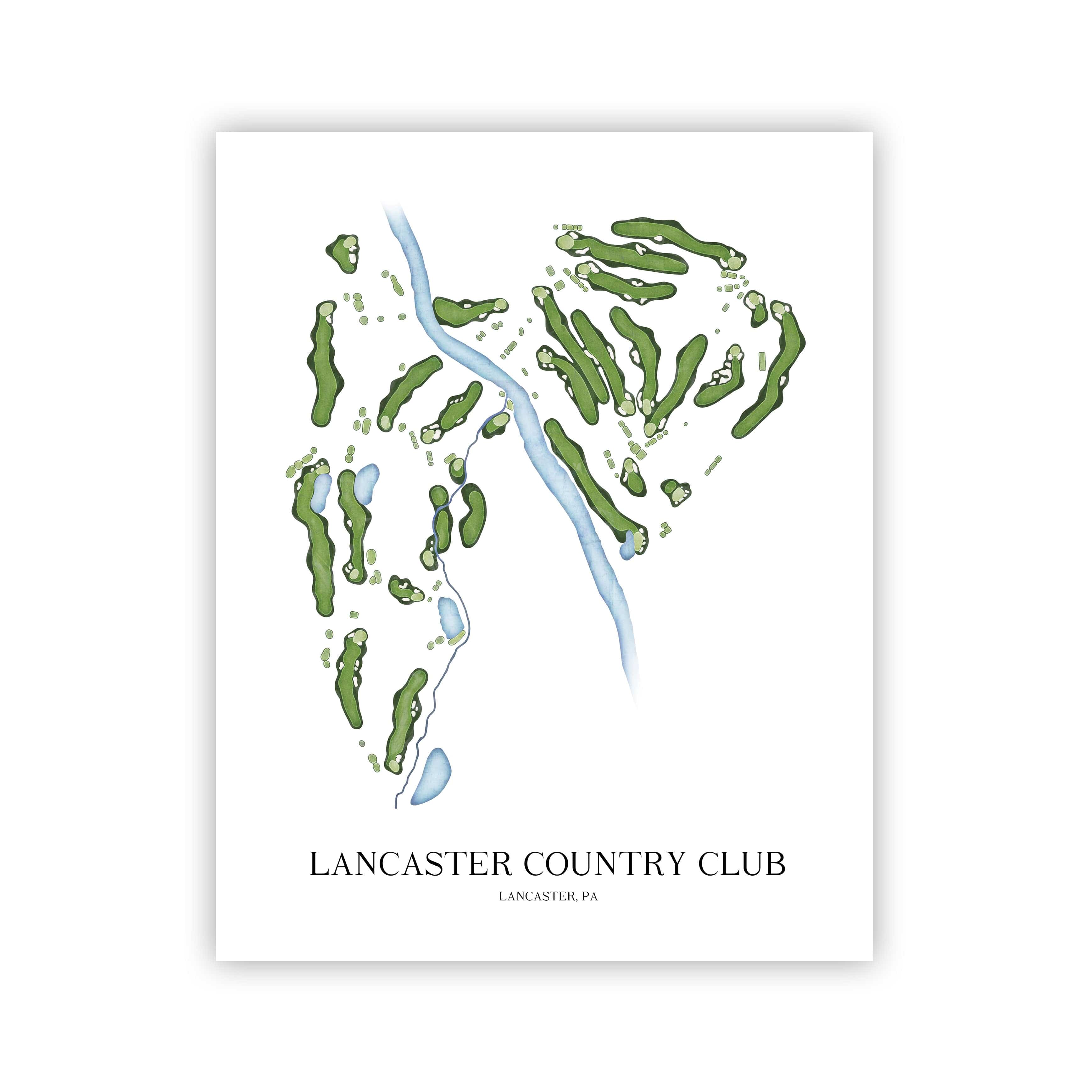 The 19th Hole Golf Shop - Golf Course Prints -  Lancaster Country Club - Pennsylvania Golf Course Map Golf Map