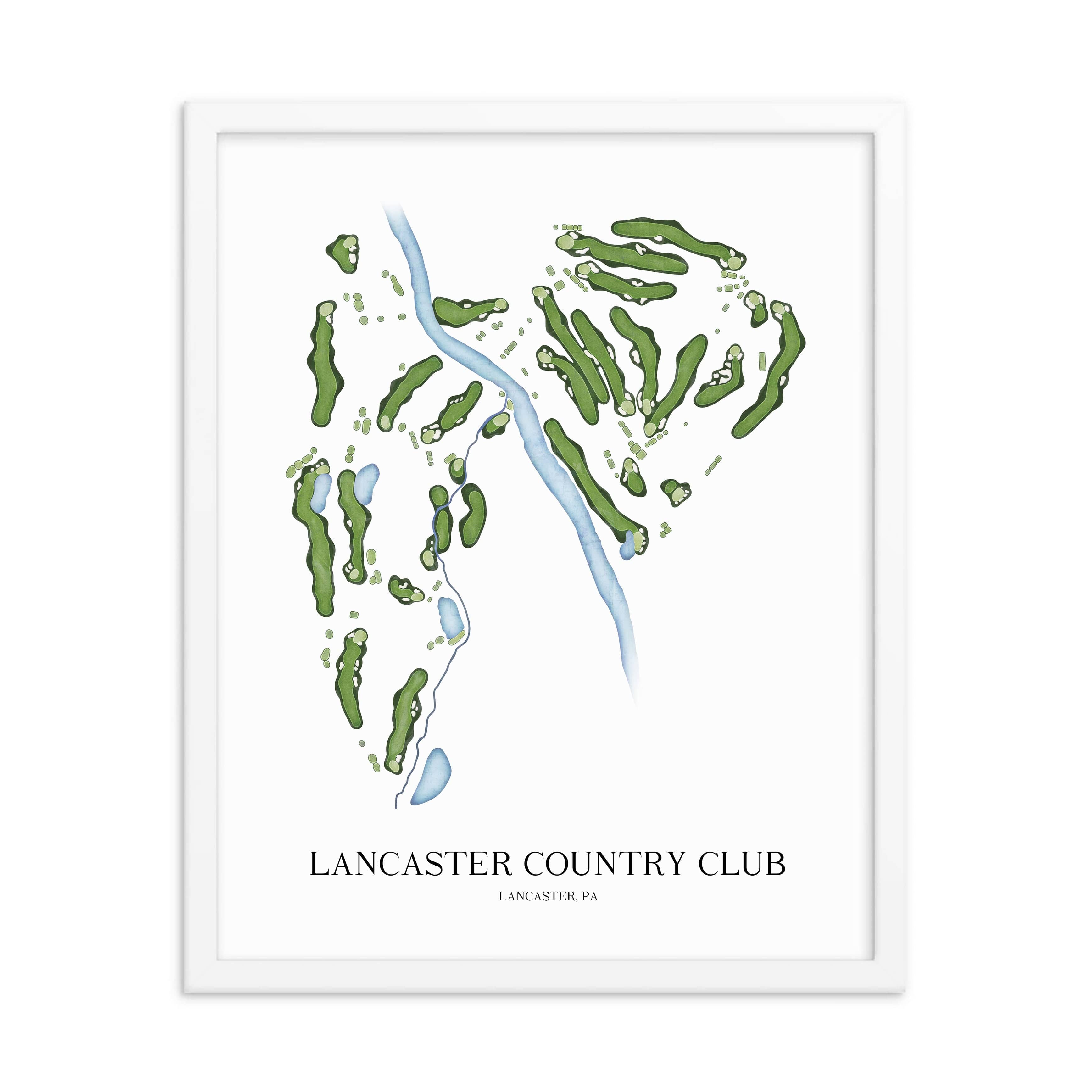 The 19th Hole Golf Shop - Golf Course Prints -  Lancaster Country Club - Pennsylvania Golf Course Map Golf Map