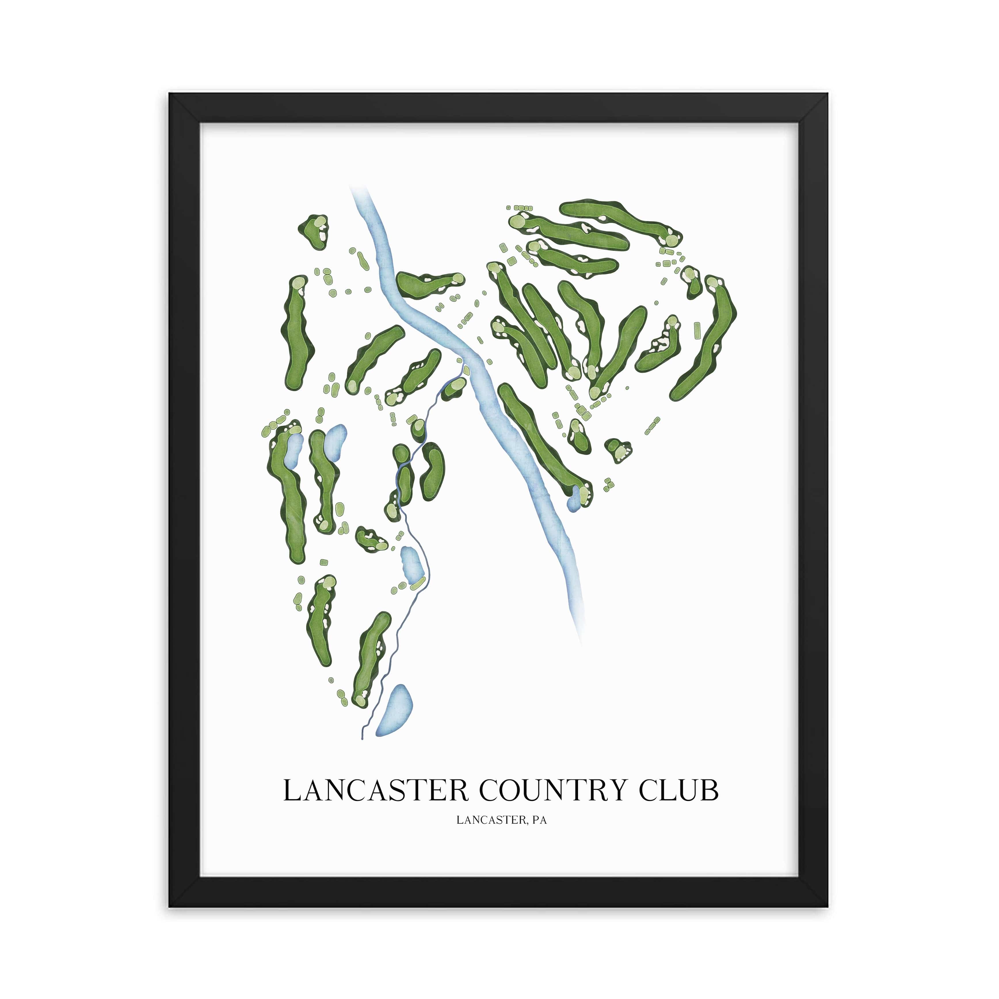 The 19th Hole Golf Shop - Golf Course Prints -  Lancaster Country Club - Pennsylvania Golf Course Map Golf Map