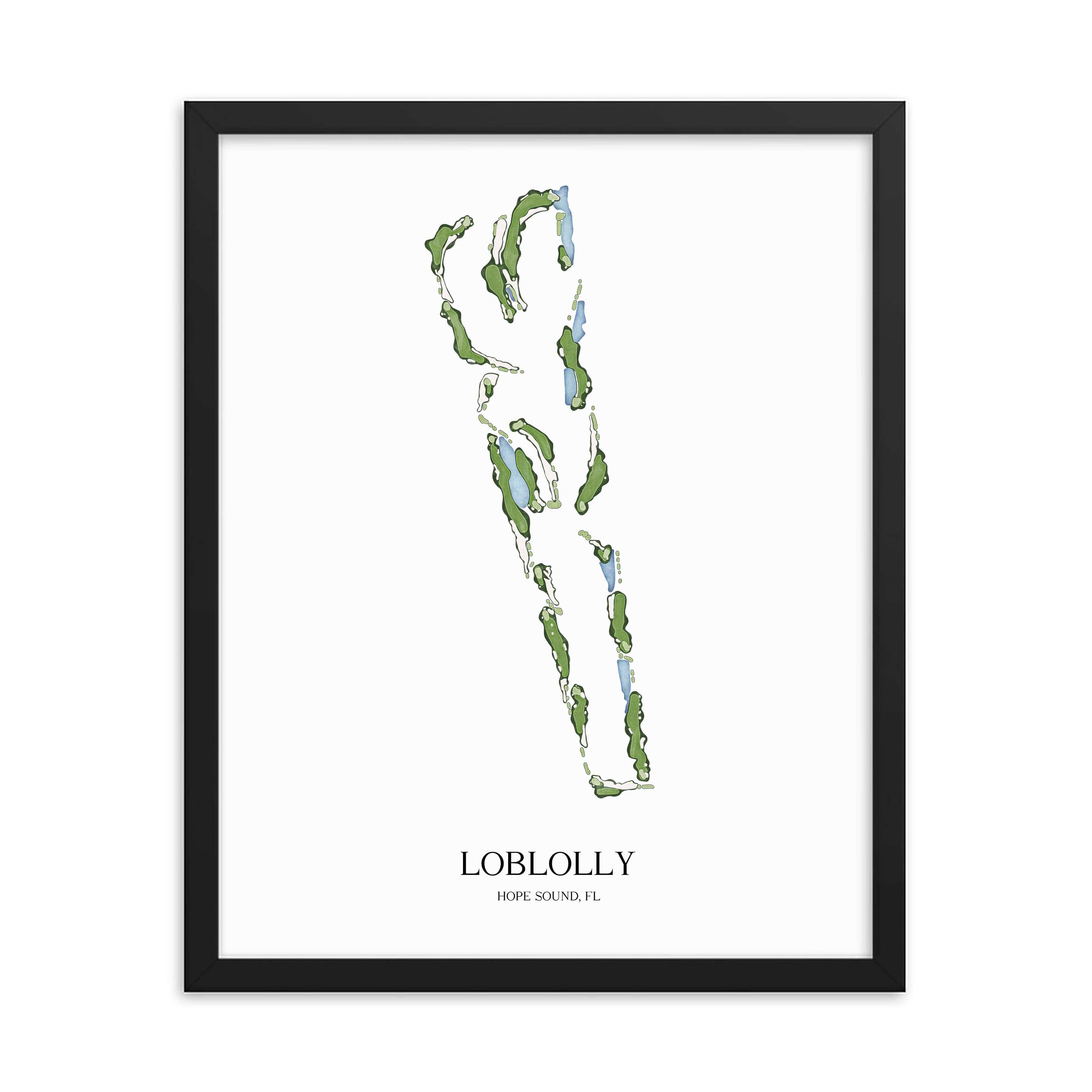 The 19th Hole Golf Shop - Golf Course Prints -  Loblolly Golf Course Map Golf Map