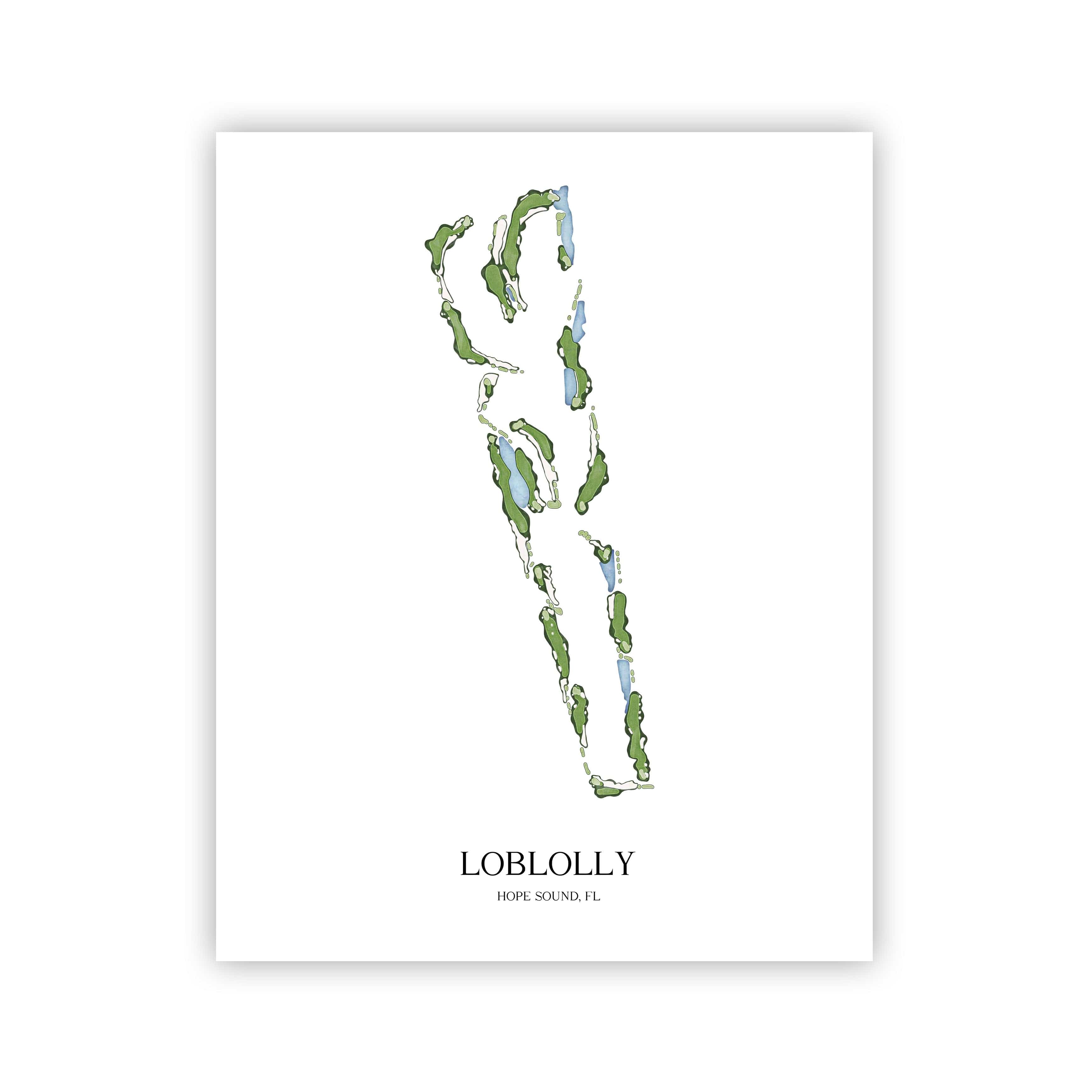 The 19th Hole Golf Shop - Golf Course Prints -  Loblolly Golf Course Map Golf Map