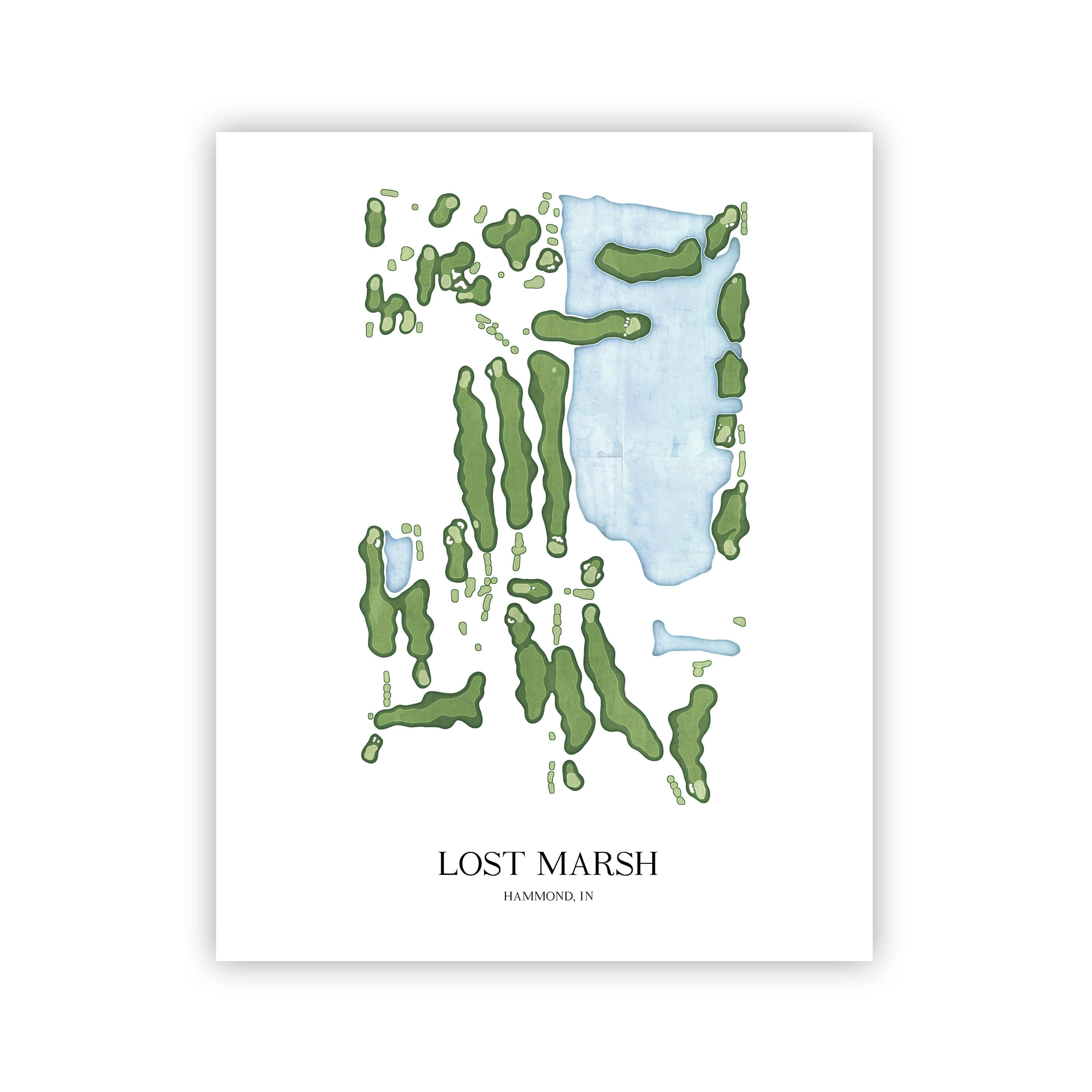 The 19th Hole Golf Shop - Golf Course Prints -  Lost Marsh Golf Course Map Golf Map