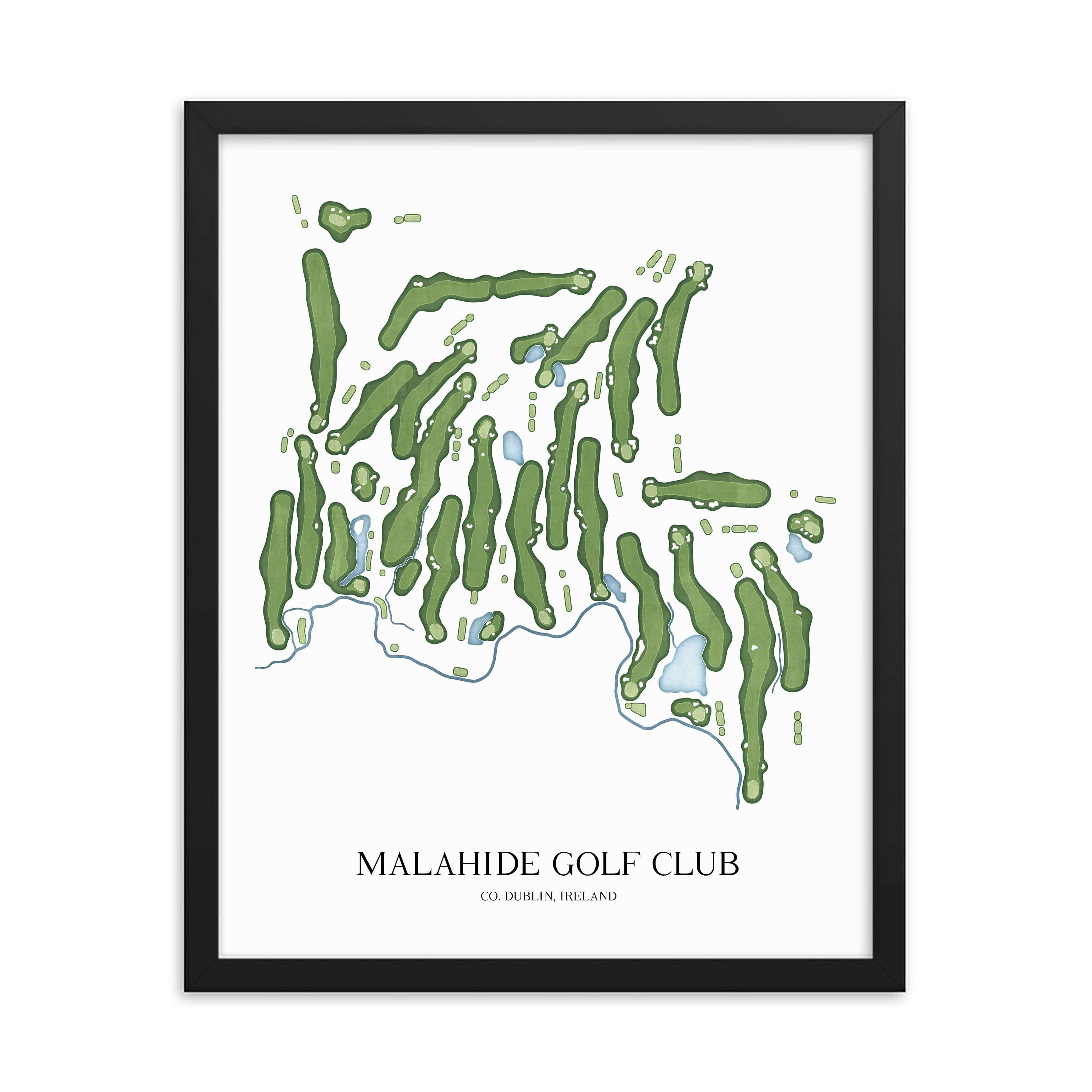 The 19th Hole Golf Shop - Golf Course Prints -  Malahide Golf Club Golf Course Map Golf Map