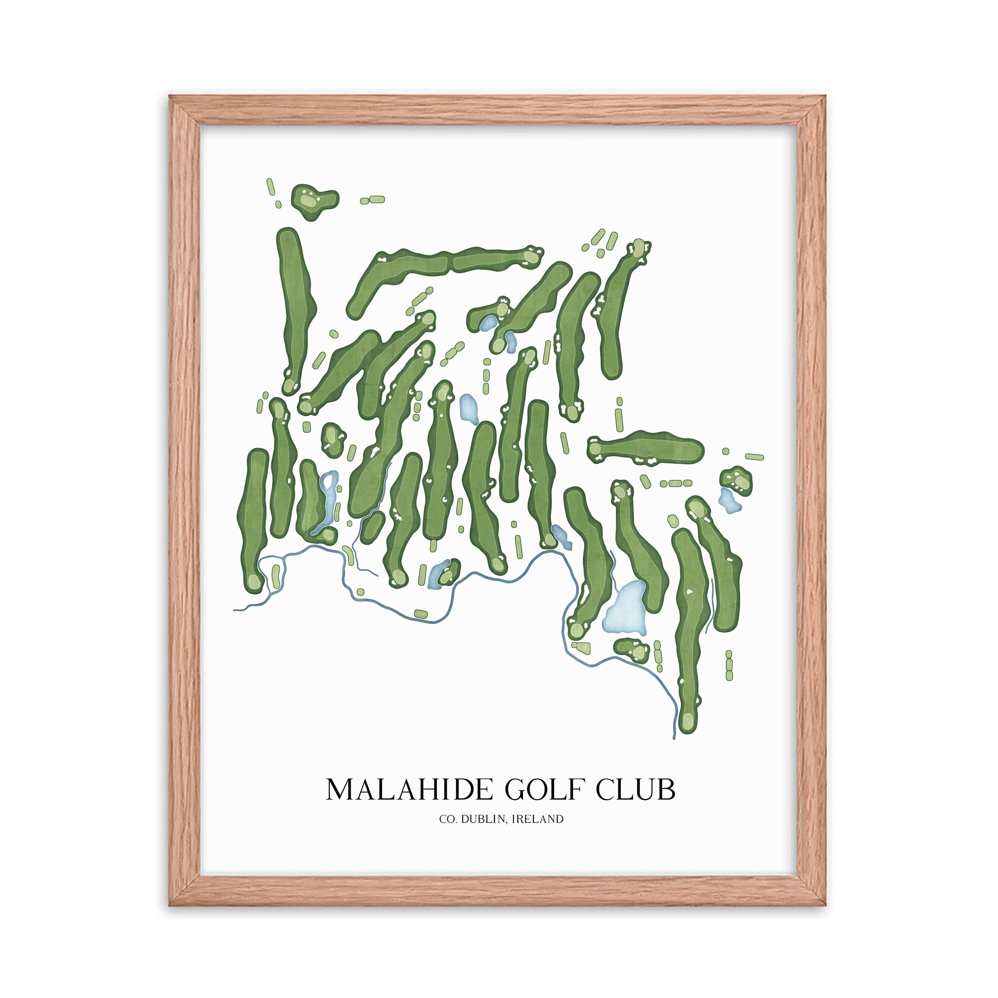 The 19th Hole Golf Shop - Golf Course Prints -  Malahide Golf Club Golf Course Map Golf Map