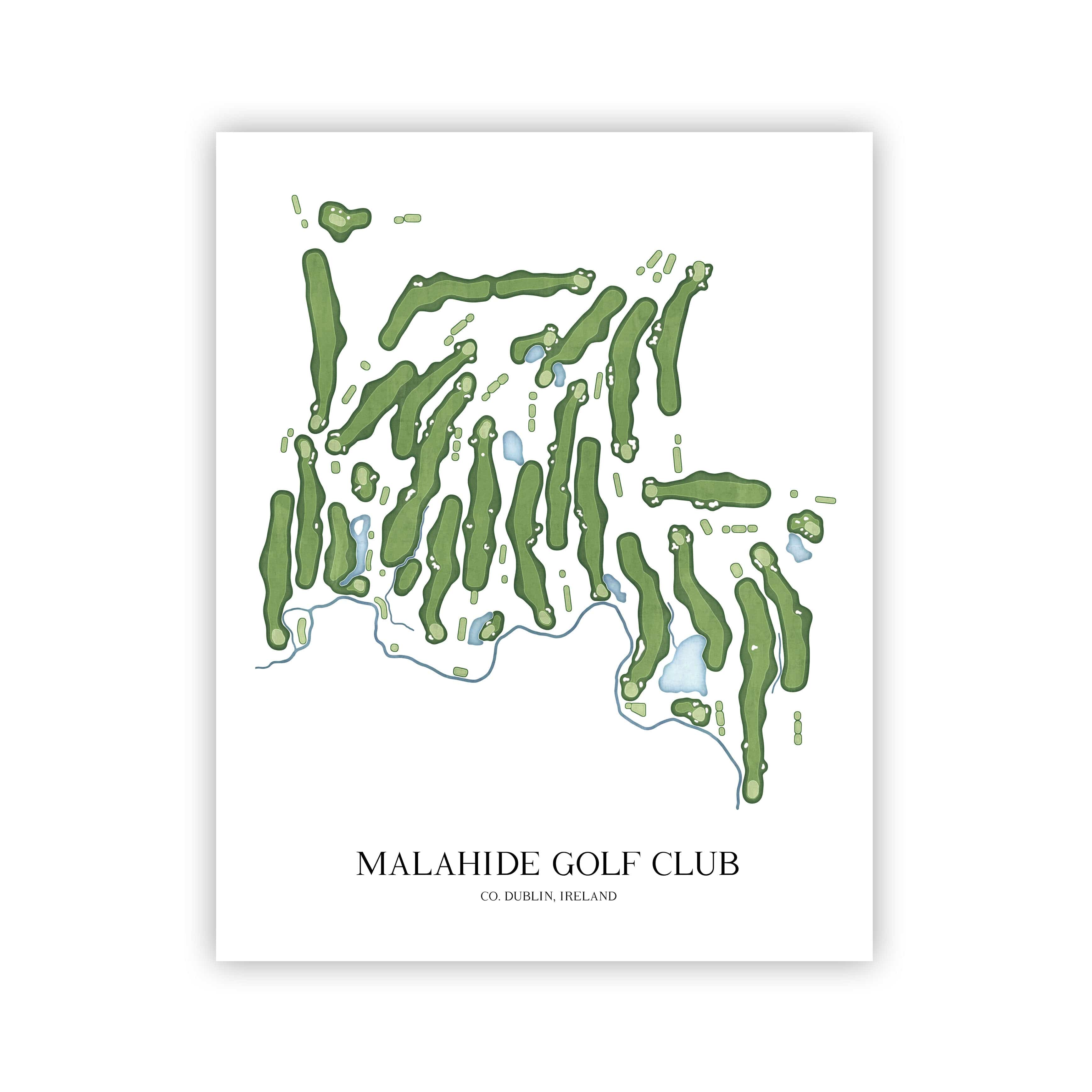 The 19th Hole Golf Shop - Golf Course Prints -  Malahide Golf Club Golf Course Map Golf Map