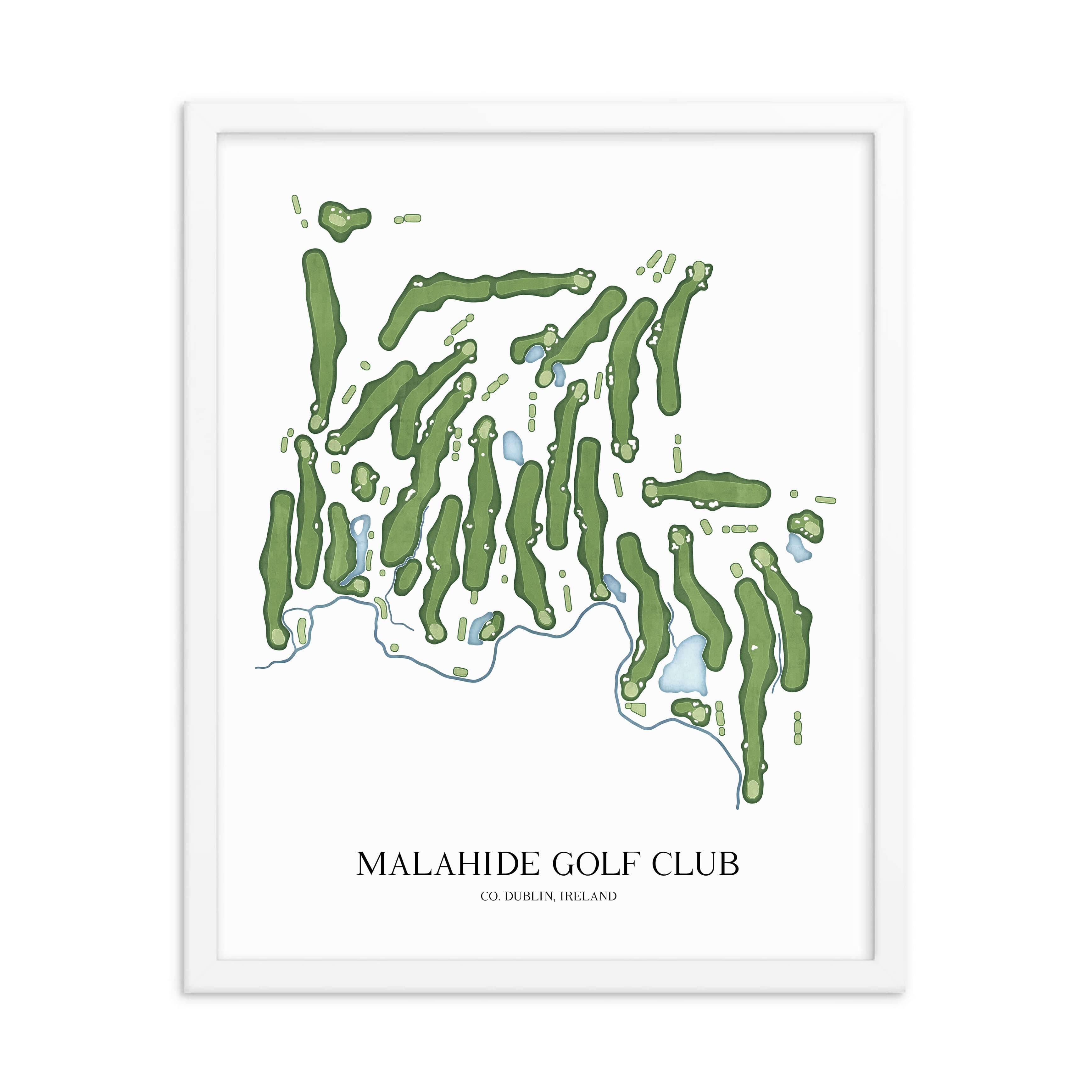 The 19th Hole Golf Shop - Golf Course Prints -  Malahide Golf Club Golf Course Map Golf Map