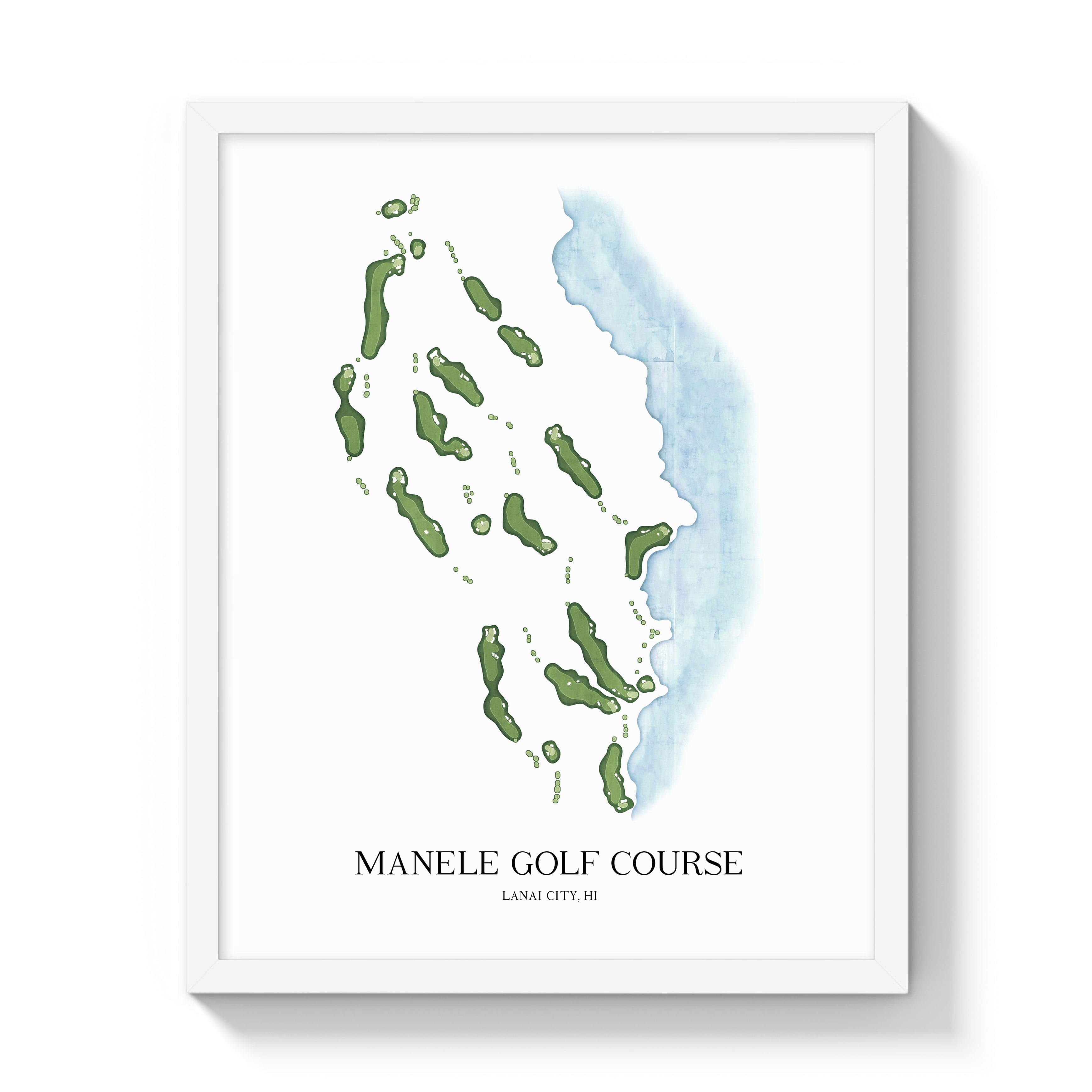 The 19th Hole Golf Shop - Golf Course Prints -  Manele Golf Course Golf Course Map Golf Map