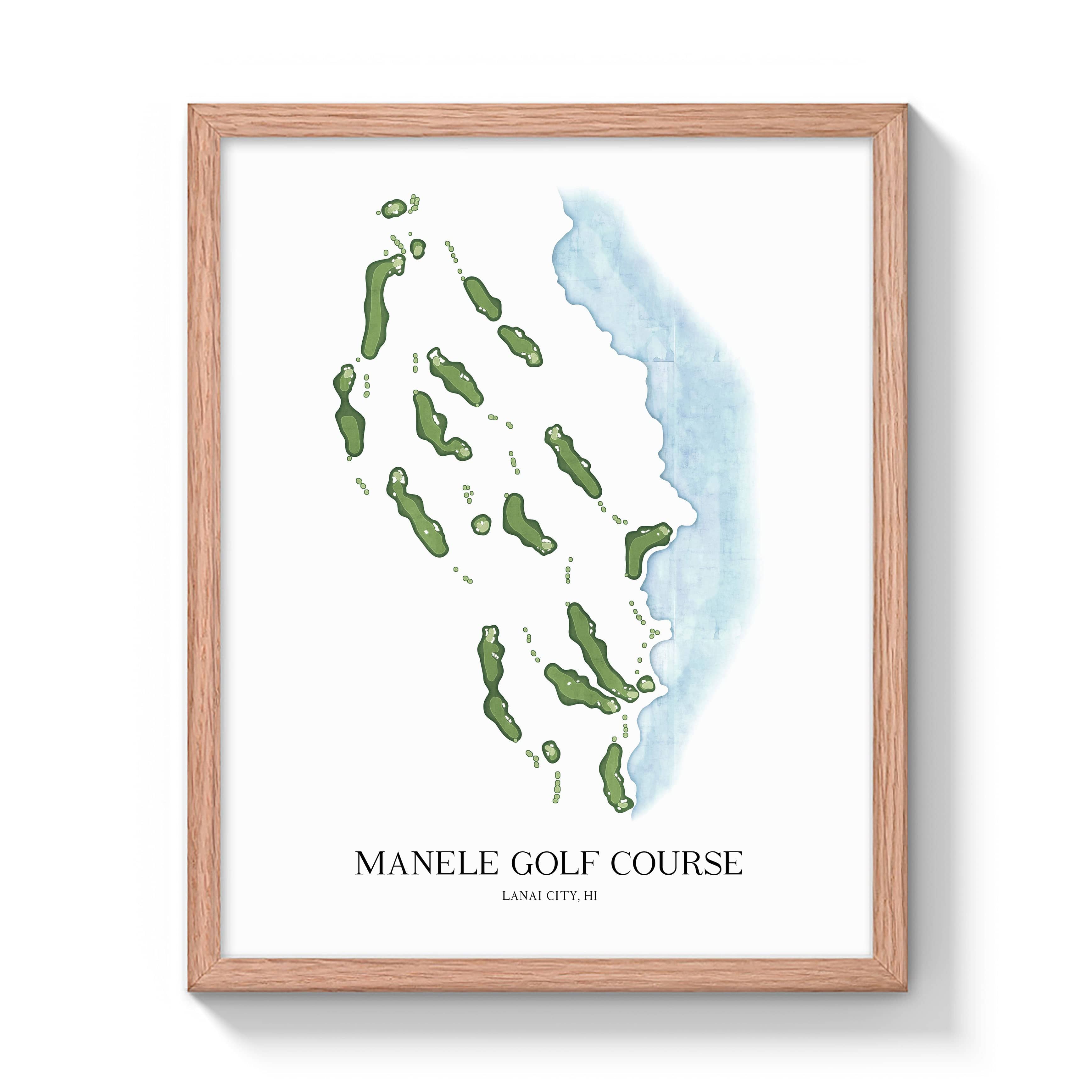 The 19th Hole Golf Shop - Golf Course Prints -  Manele Golf Course Golf Course Map Golf Map