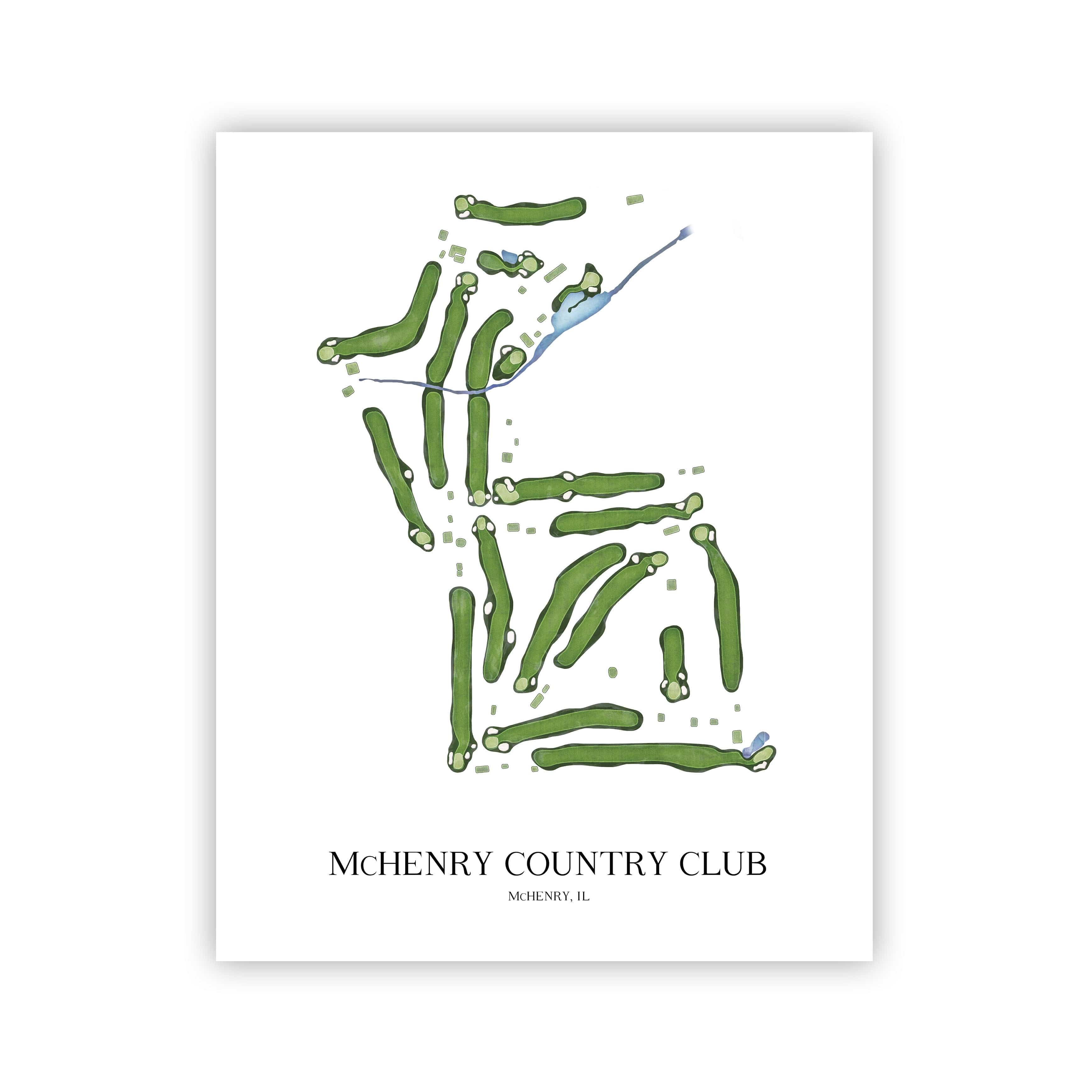 The 19th Hole Golf Shop - Golf Course Prints -  McHenry Country Club Golf Course Map Golf Map