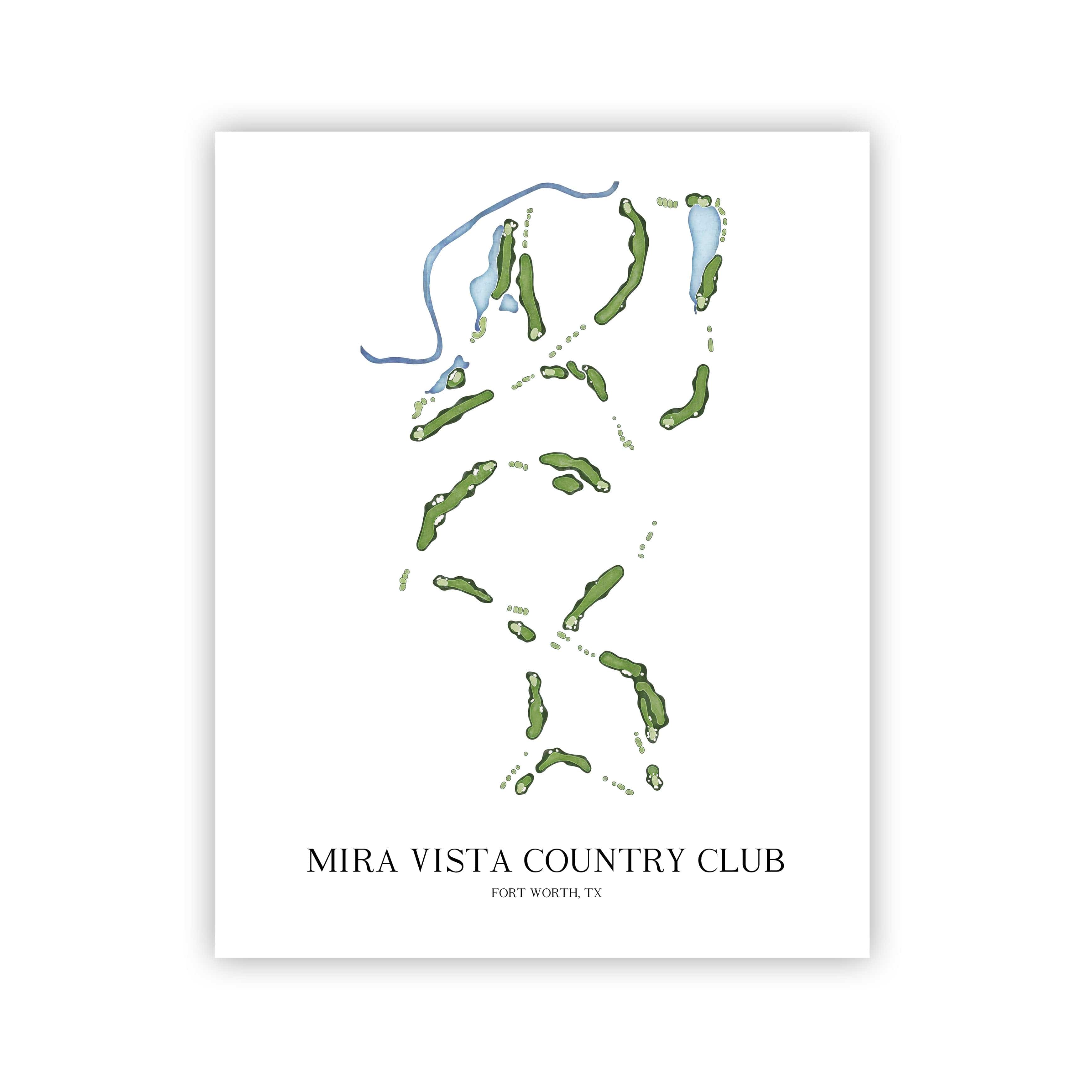 The 19th Hole Golf Shop - Golf Course Prints -  Mira Vista Country Club Golf Course Map Golf Map