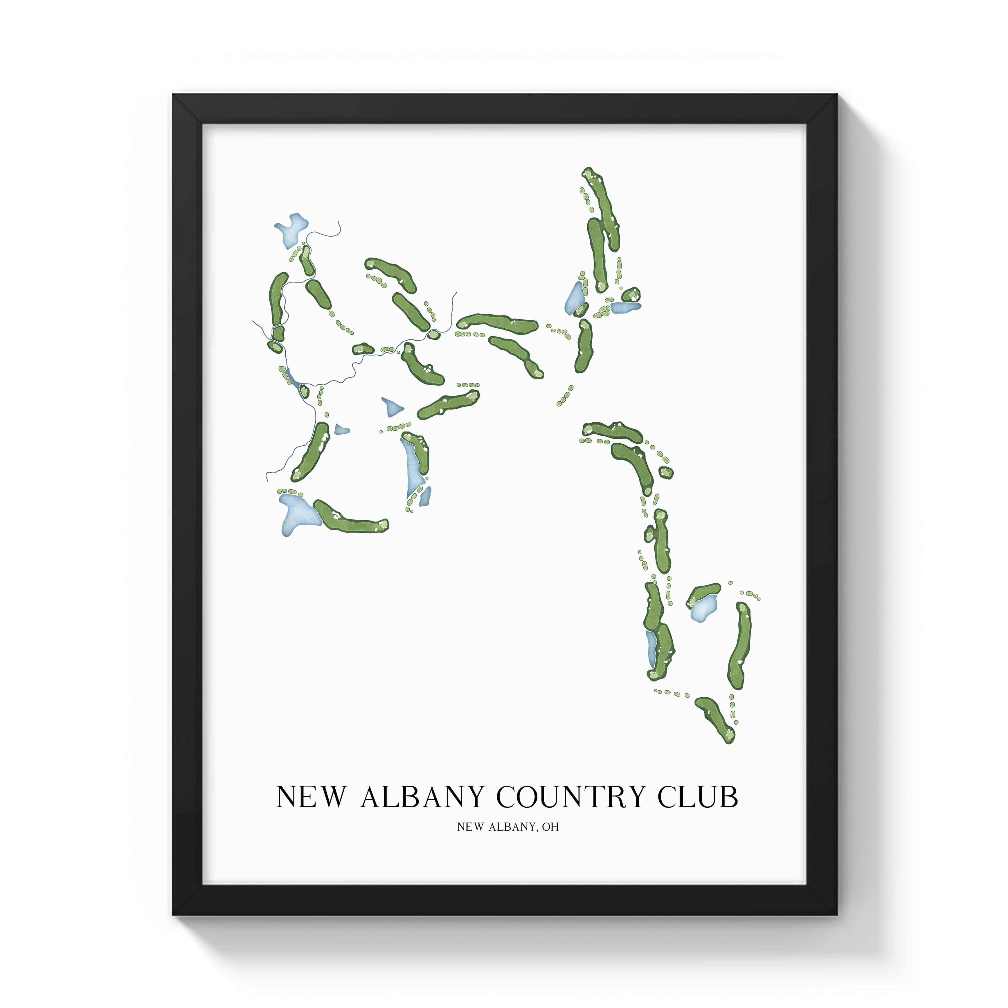 The 19th Hole Golf Shop - Golf Course Prints -  New Albany Country Club Golf Course Map Golf Map