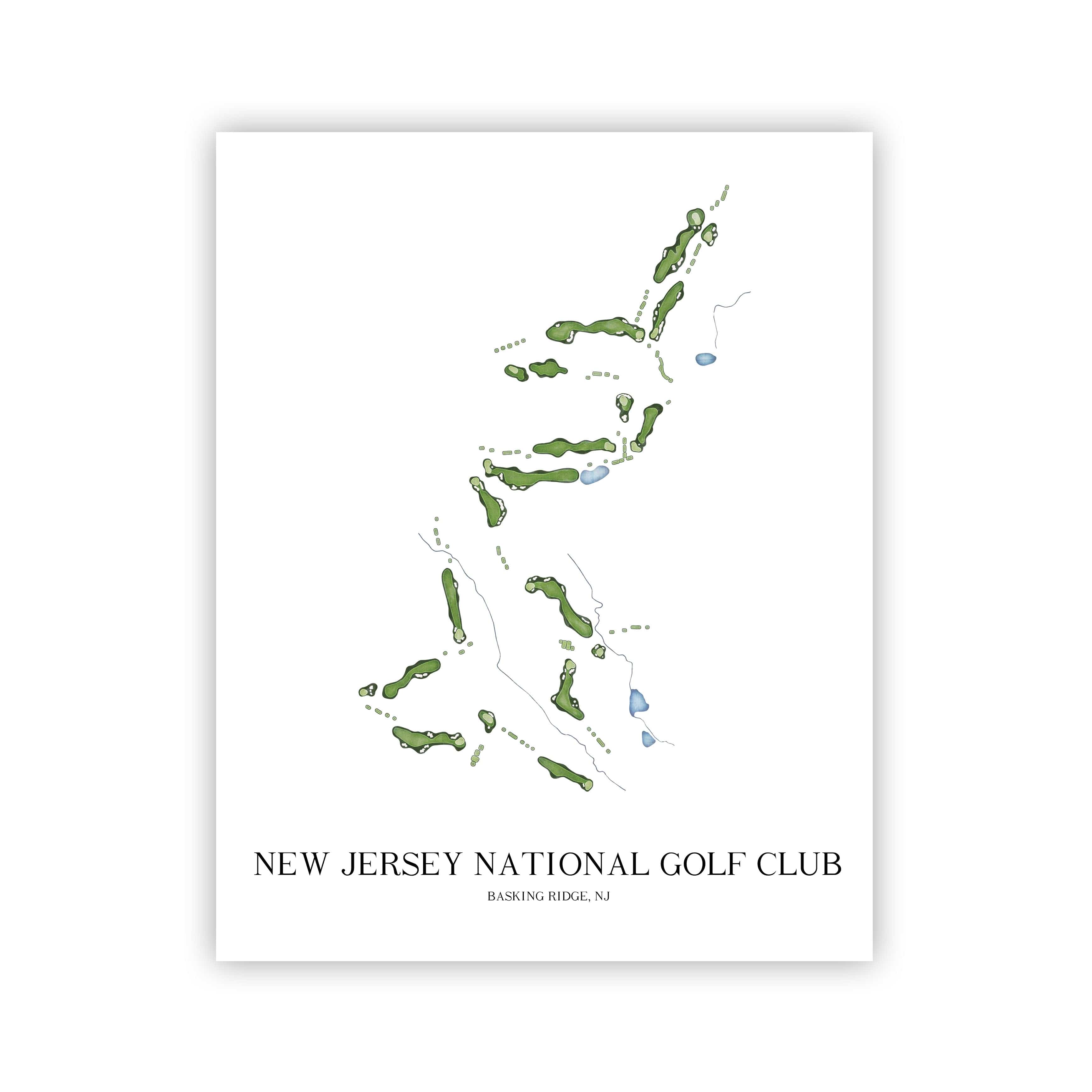 The 19th Hole Golf Shop - Golf Course Prints -  New Jersey National Golf Club Golf Course Map Golf Map