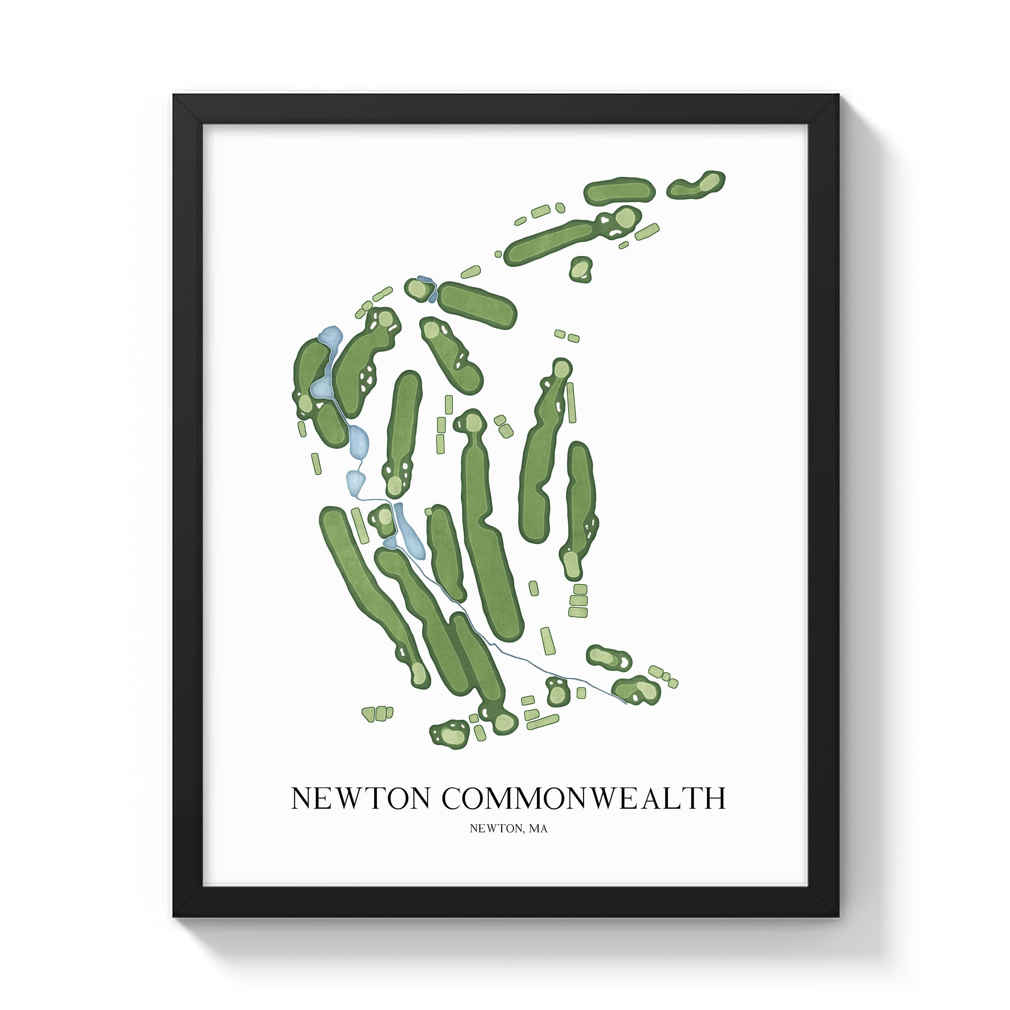 The 19th Hole Golf Shop - Golf Course Prints -  Newton Commonwealth Golf Course Map Golf Map