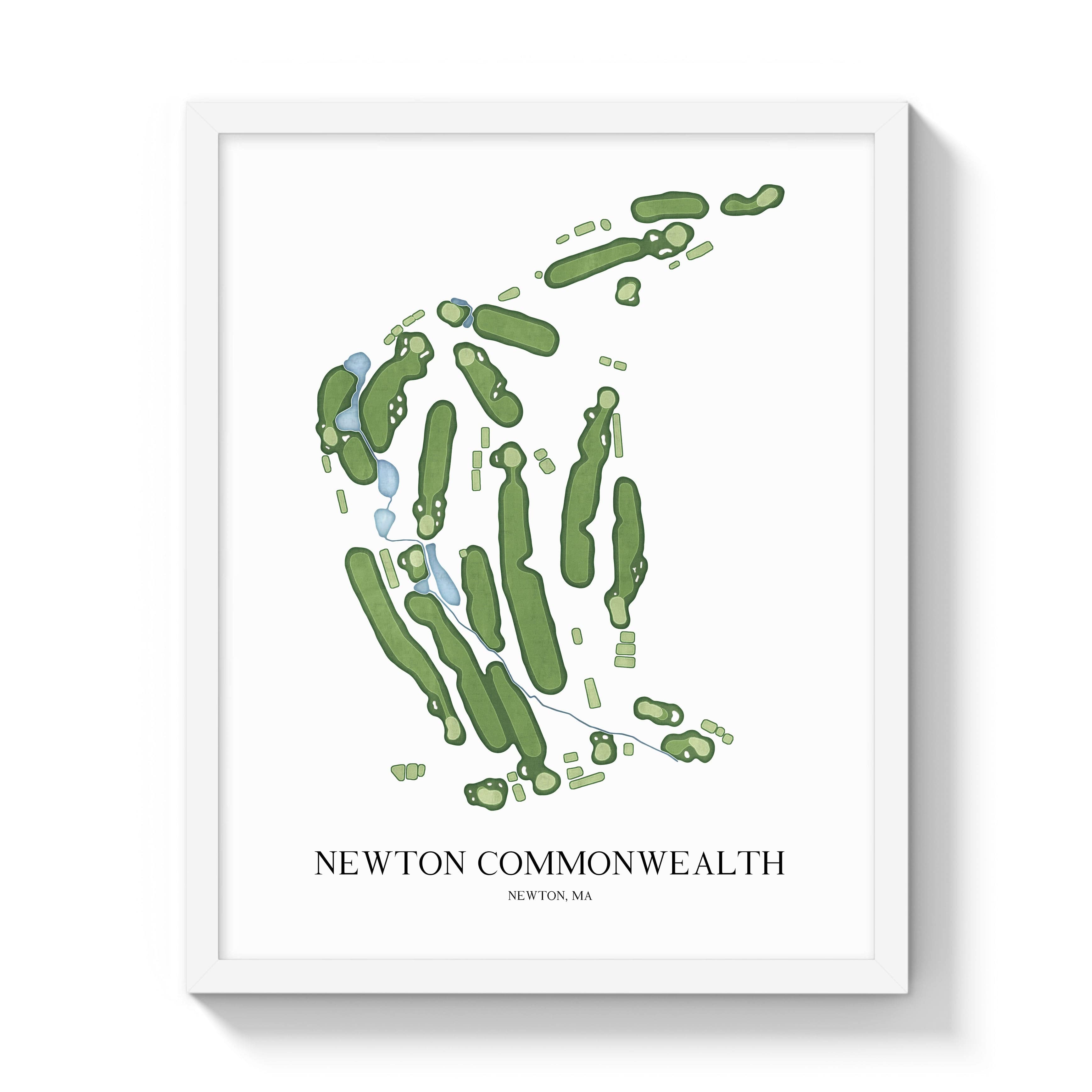 The 19th Hole Golf Shop - Golf Course Prints -  Newton Commonwealth Golf Course Map Golf Map