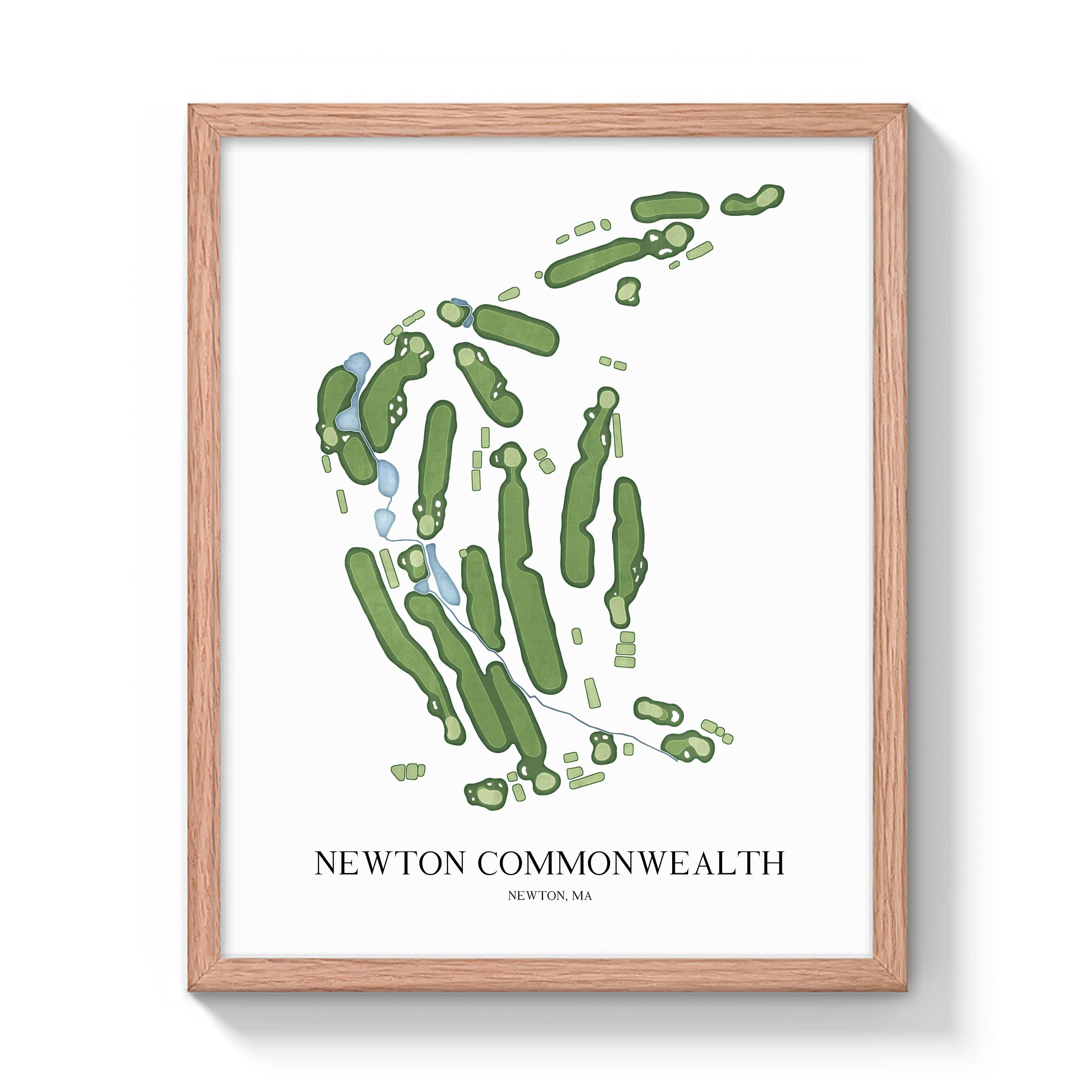 The 19th Hole Golf Shop - Golf Course Prints -  Newton Commonwealth Golf Course Map Golf Map