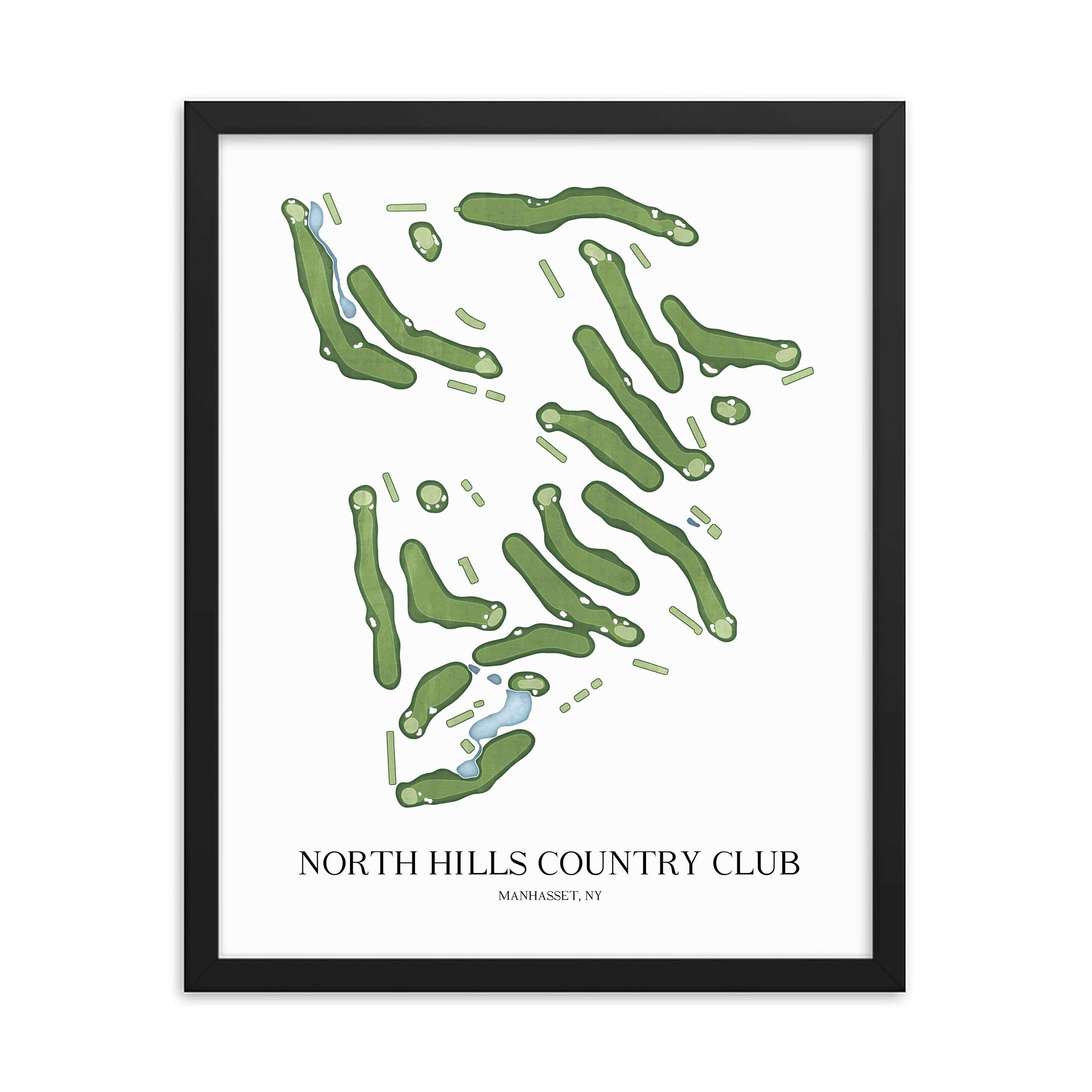 The 19th Hole Golf Shop - Golf Course Prints -  North Hills Country Club - NY Golf Course Map Golf Map