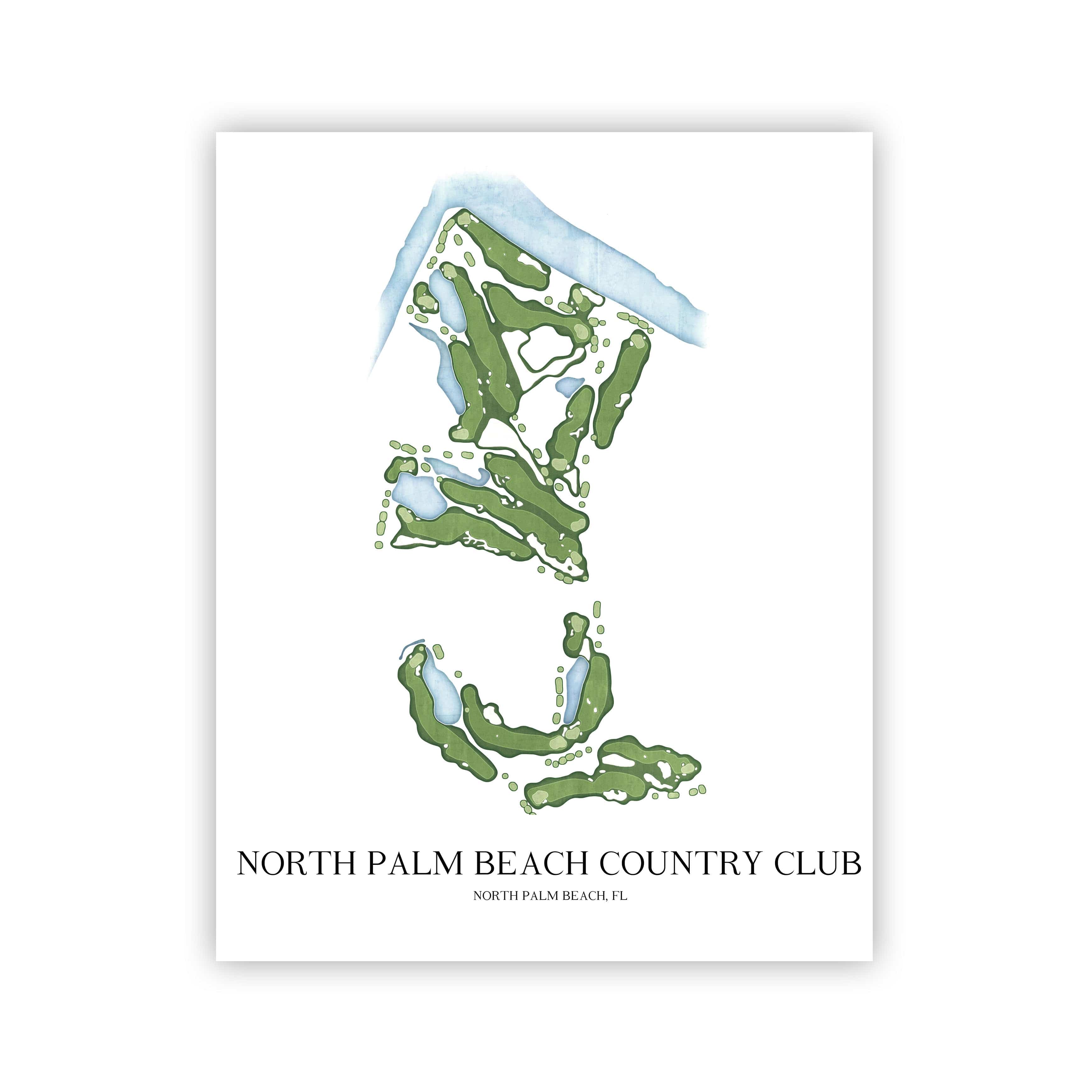 The 19th Hole Golf Shop - Golf Course Prints -  North Palm Beach Country Club Golf Course Map Golf Map