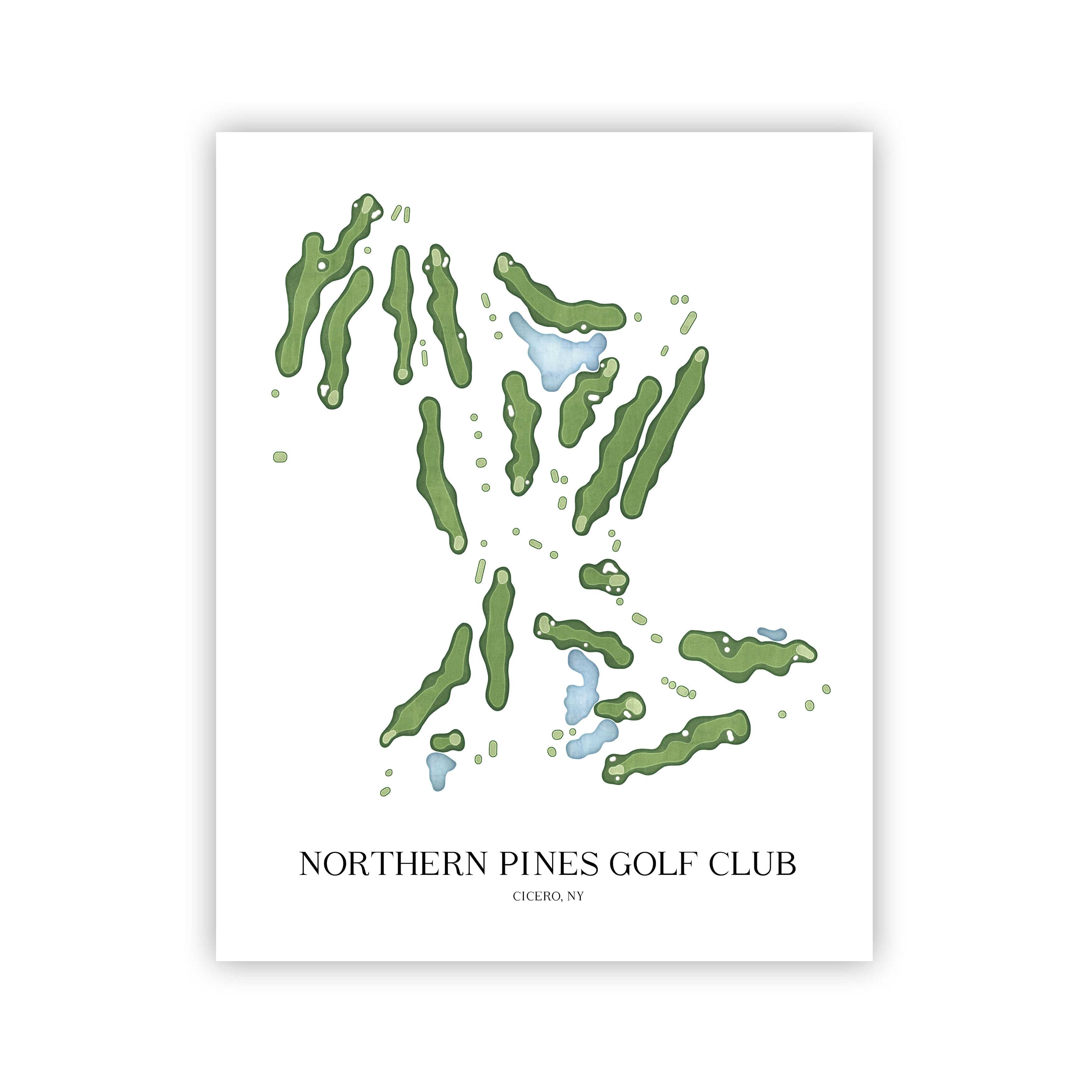 The 19th Hole Golf Shop - Golf Course Prints -  Northern Pines Golf Club Golf Course Map Golf Map