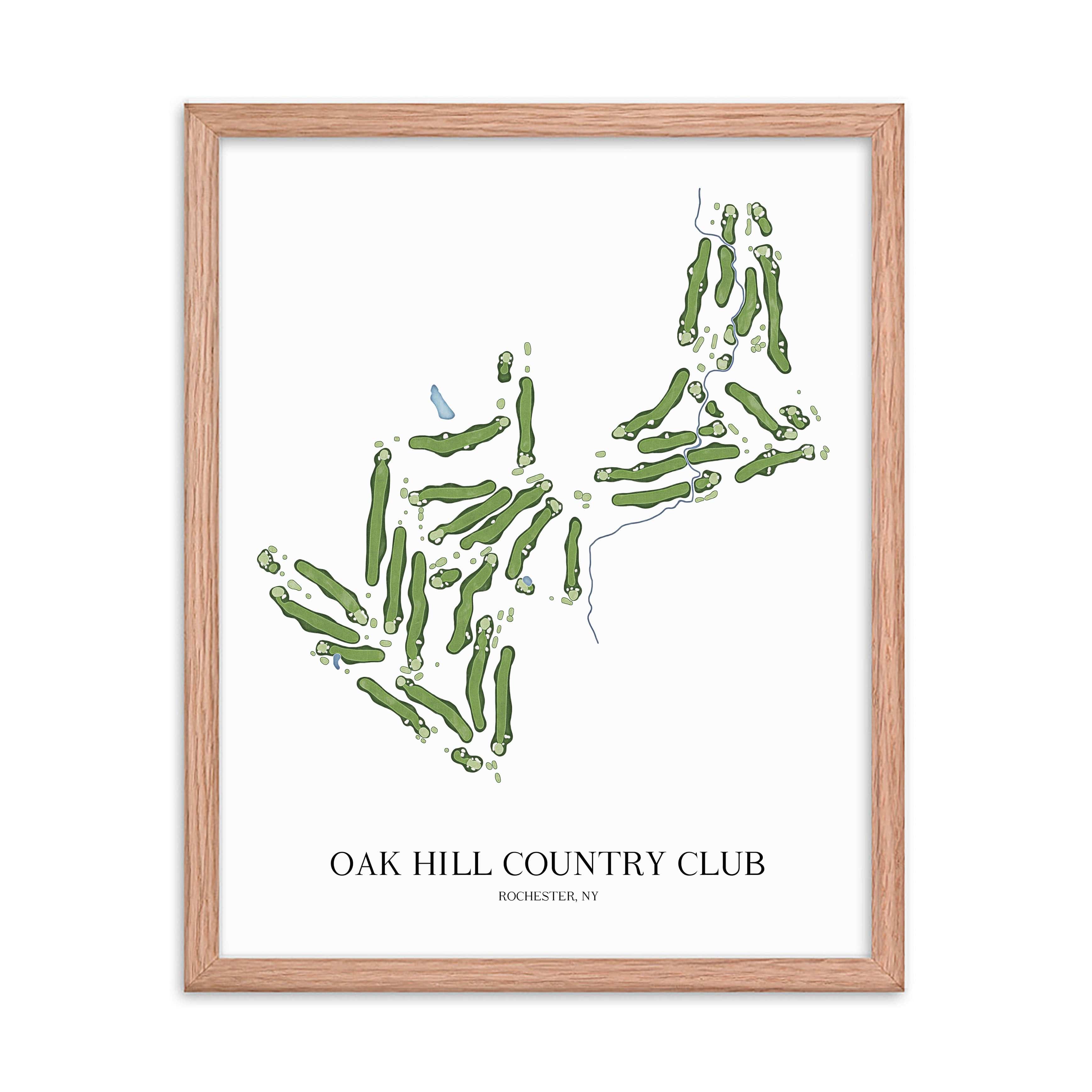 The 19th Hole Golf Shop - Golf Course Prints -  Oak Hill Country Club Golf Course Map Golf Map