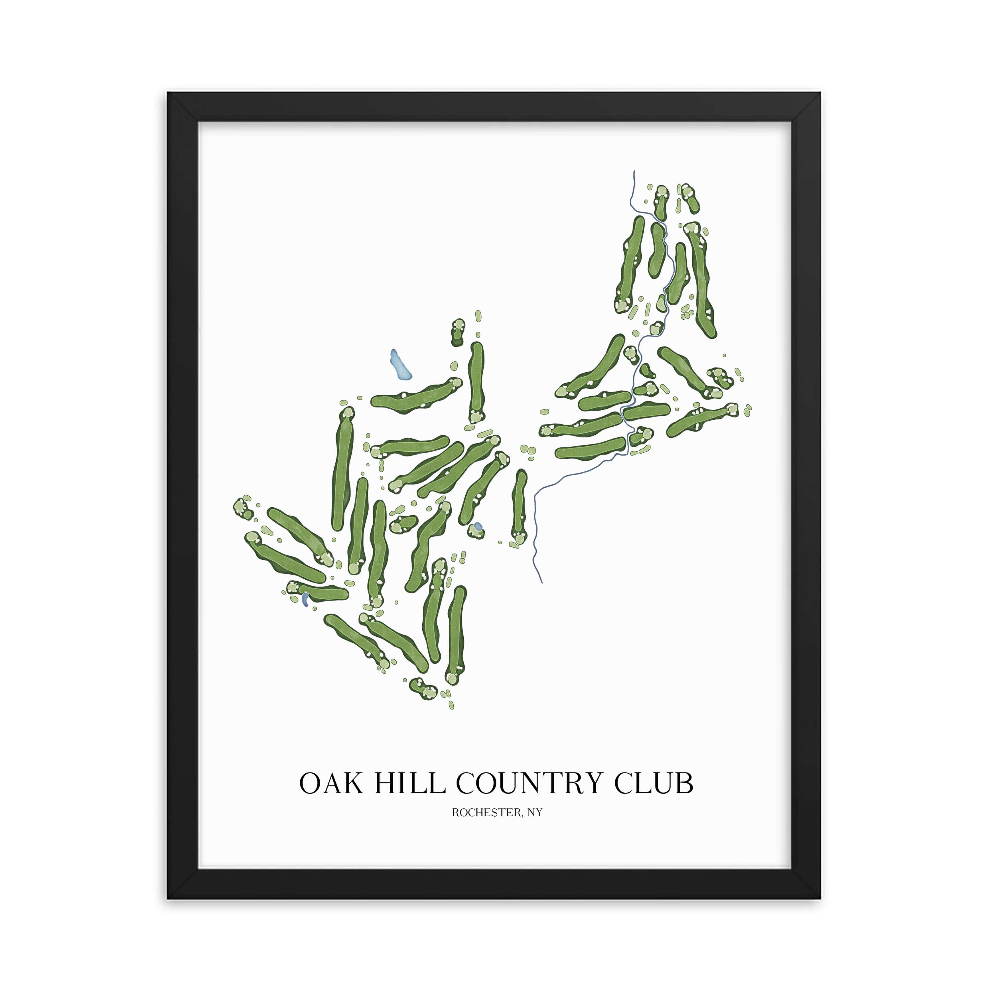 The 19th Hole Golf Shop - Golf Course Prints -  Oak Hill Country Club Golf Course Map Golf Map