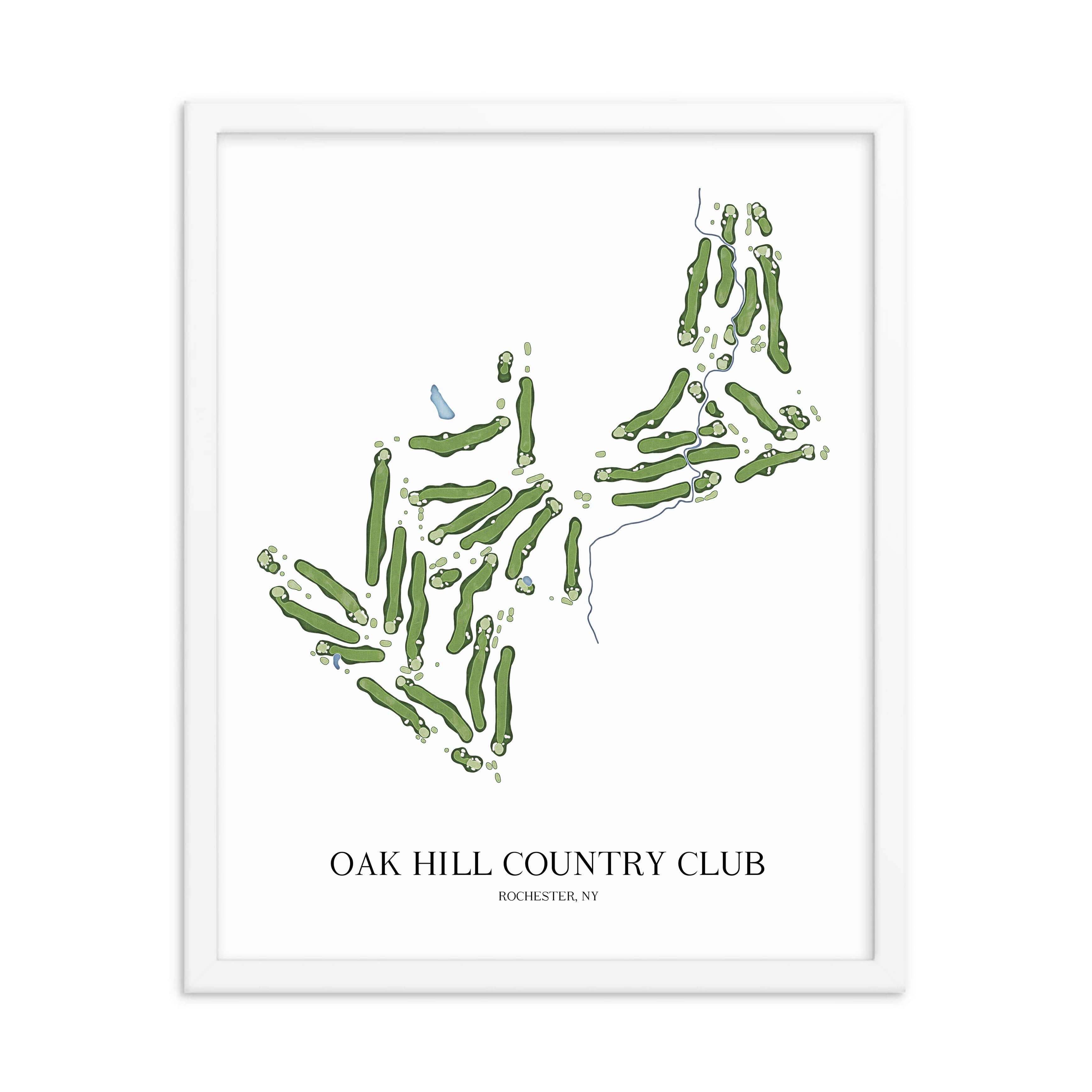 The 19th Hole Golf Shop - Golf Course Prints -  Oak Hill Country Club Golf Course Map Golf Map