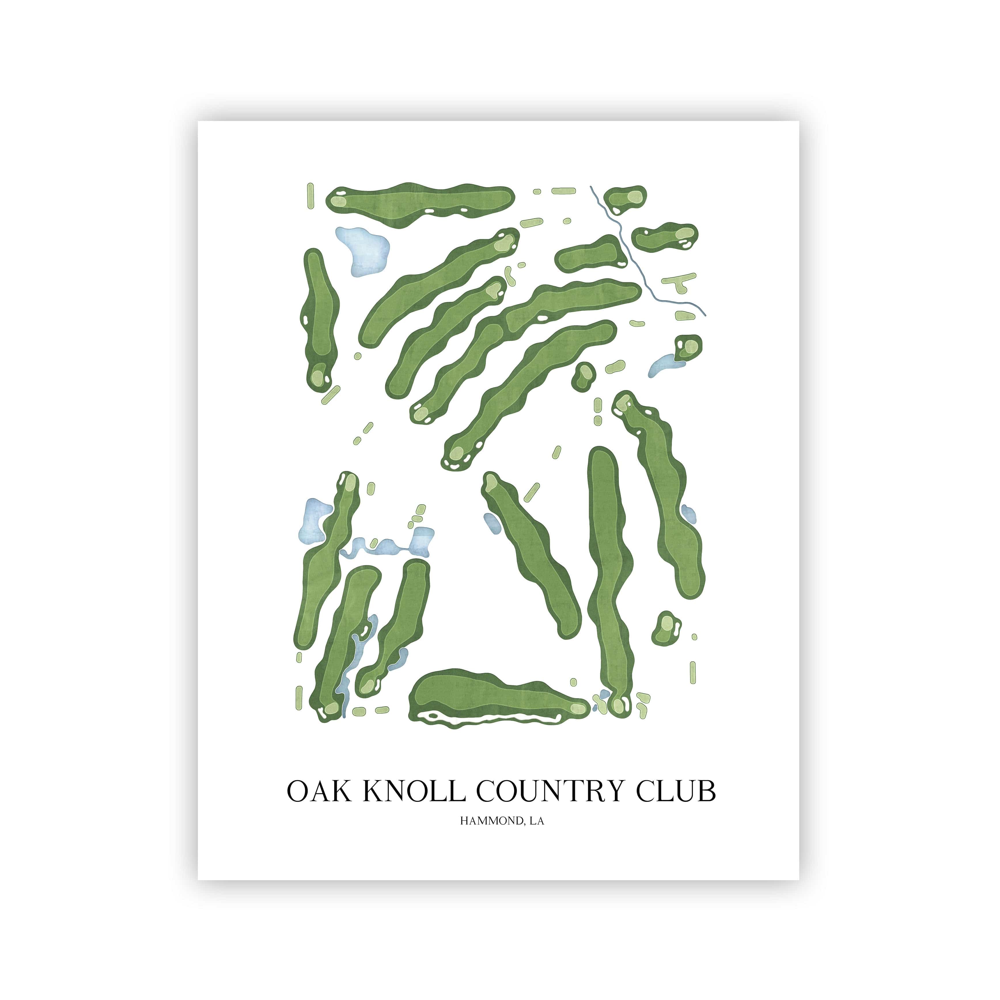 The 19th Hole Golf Shop - Golf Course Prints -  Oak Knoll Country Club Golf Course Map Golf Map