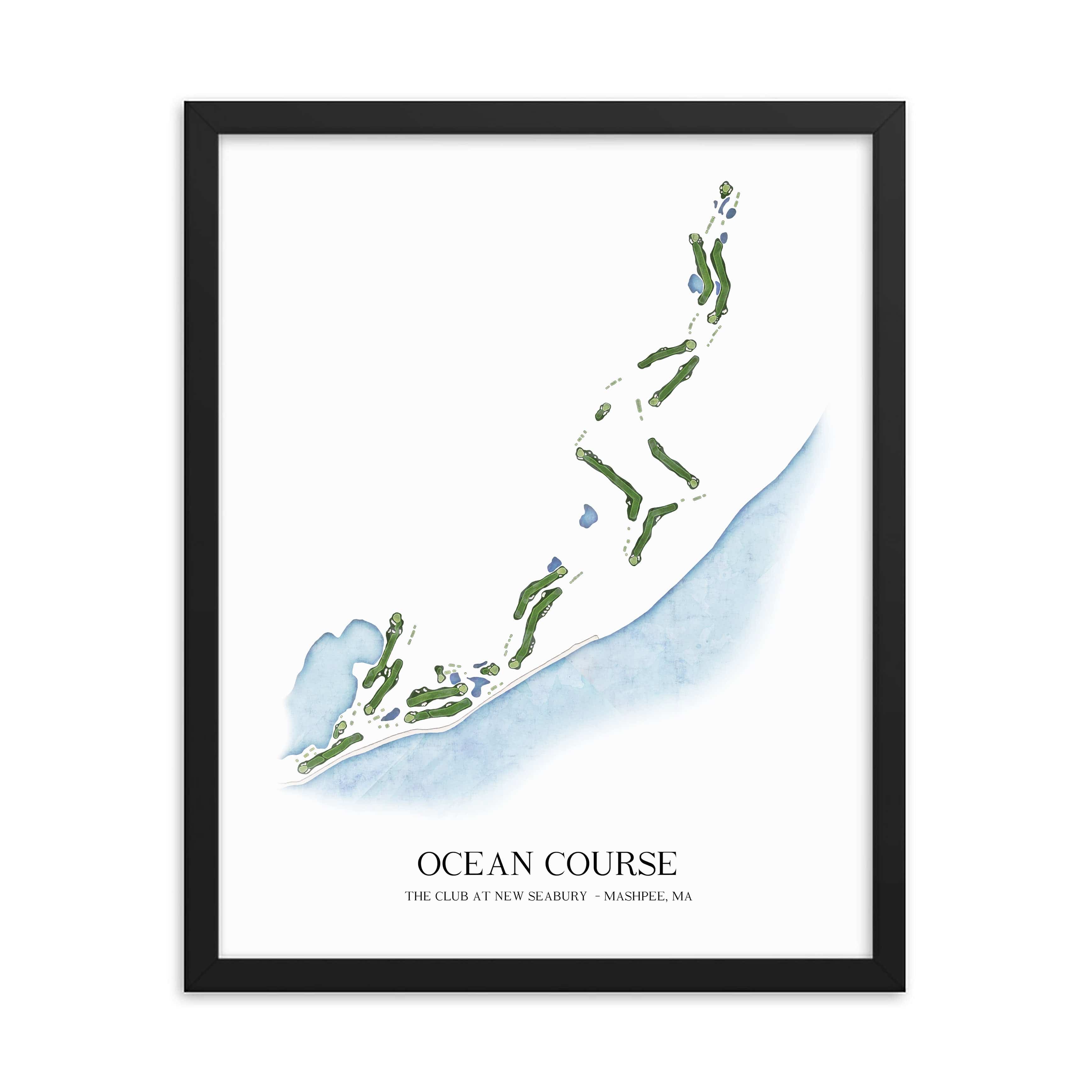 The 19th Hole Golf Shop - Golf Course Prints -  Ocean Course - New Seabury Golf Course Map Golf Map