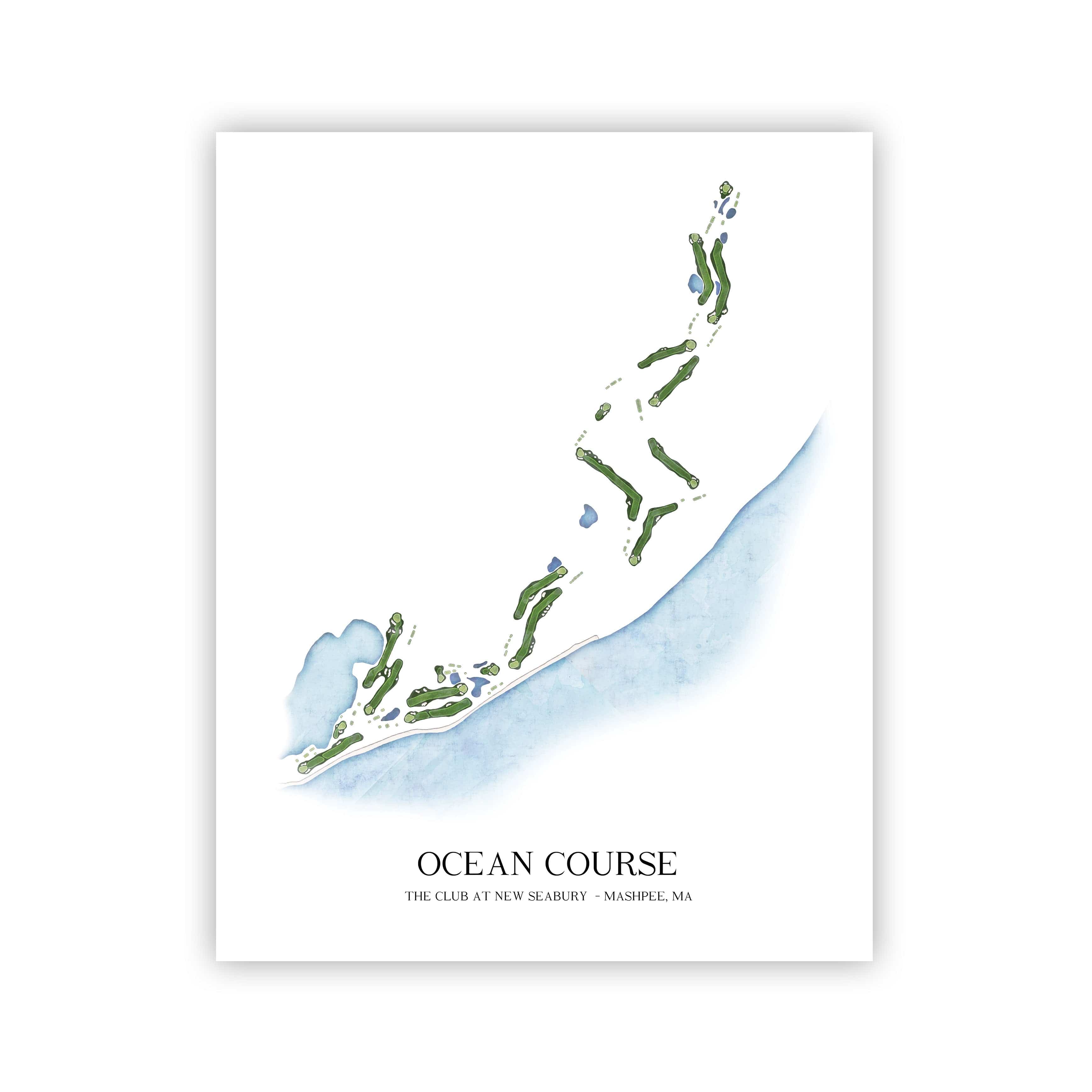 The 19th Hole Golf Shop - Golf Course Prints -  Ocean Course - New Seabury Golf Course Map Golf Map