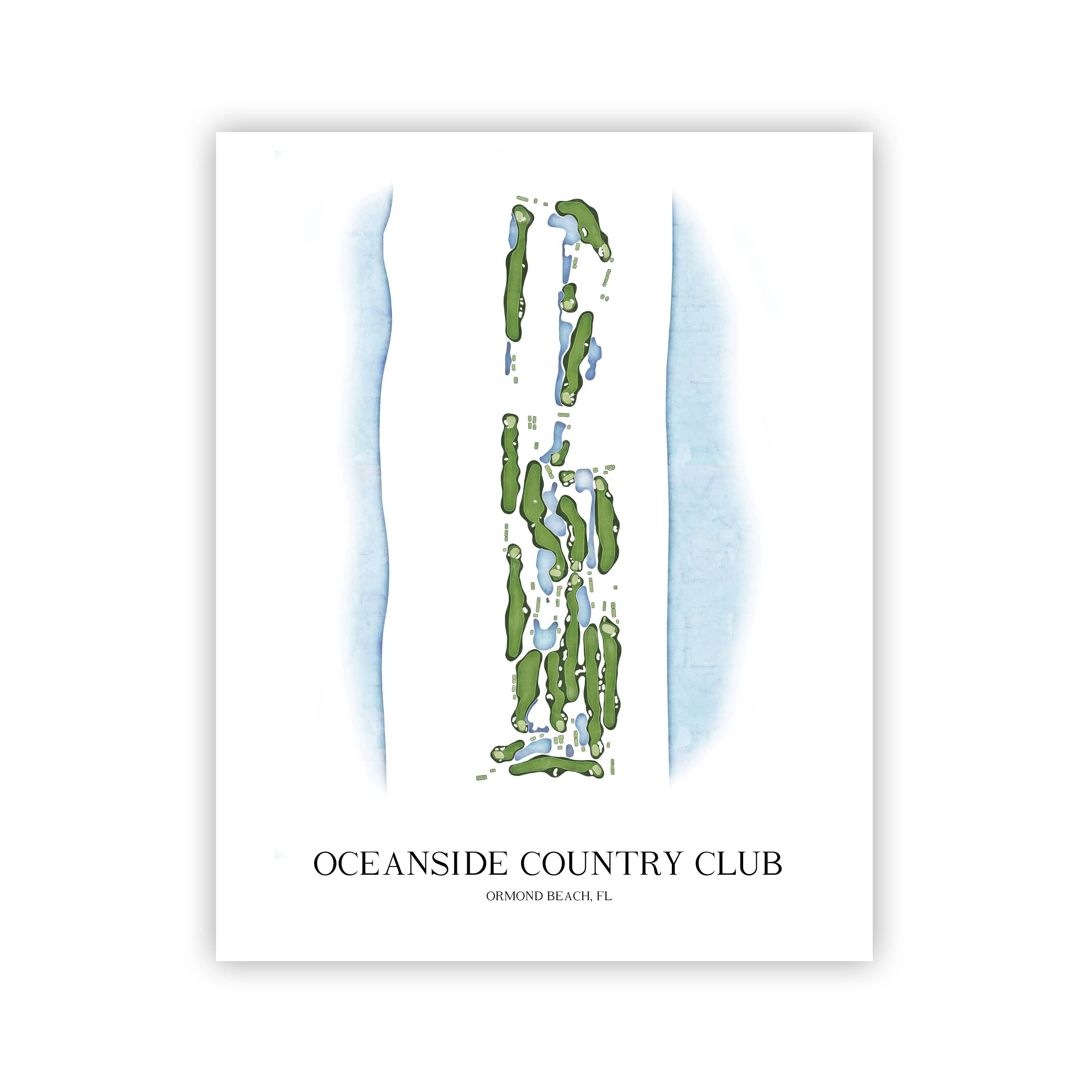 The 19th Hole Golf Shop - Golf Course Prints -  Oceanside Country Club Golf Course Map Golf Map