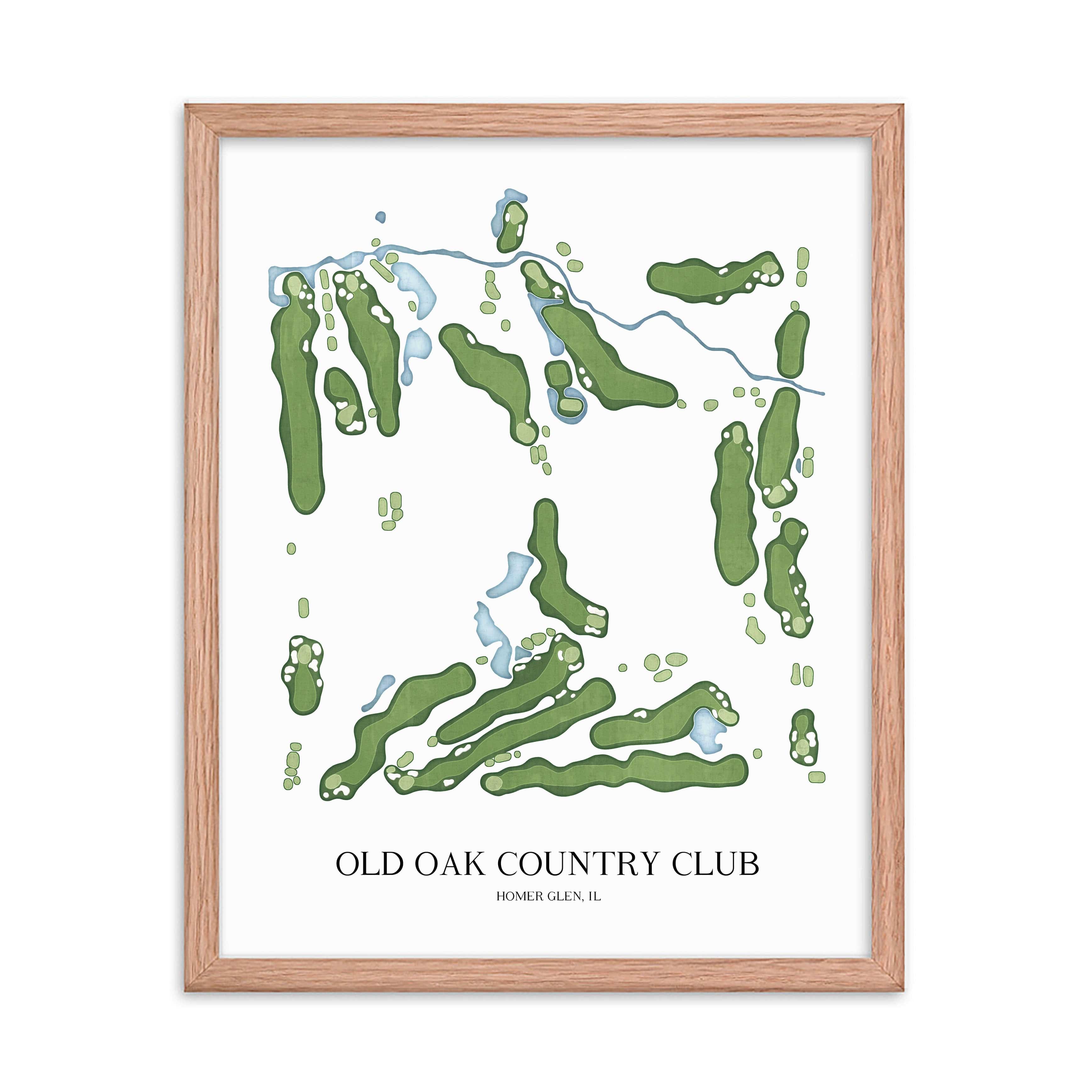 The 19th Hole Golf Shop - Golf Course Prints -  Old Oak Country Club Golf Course Map Golf Map