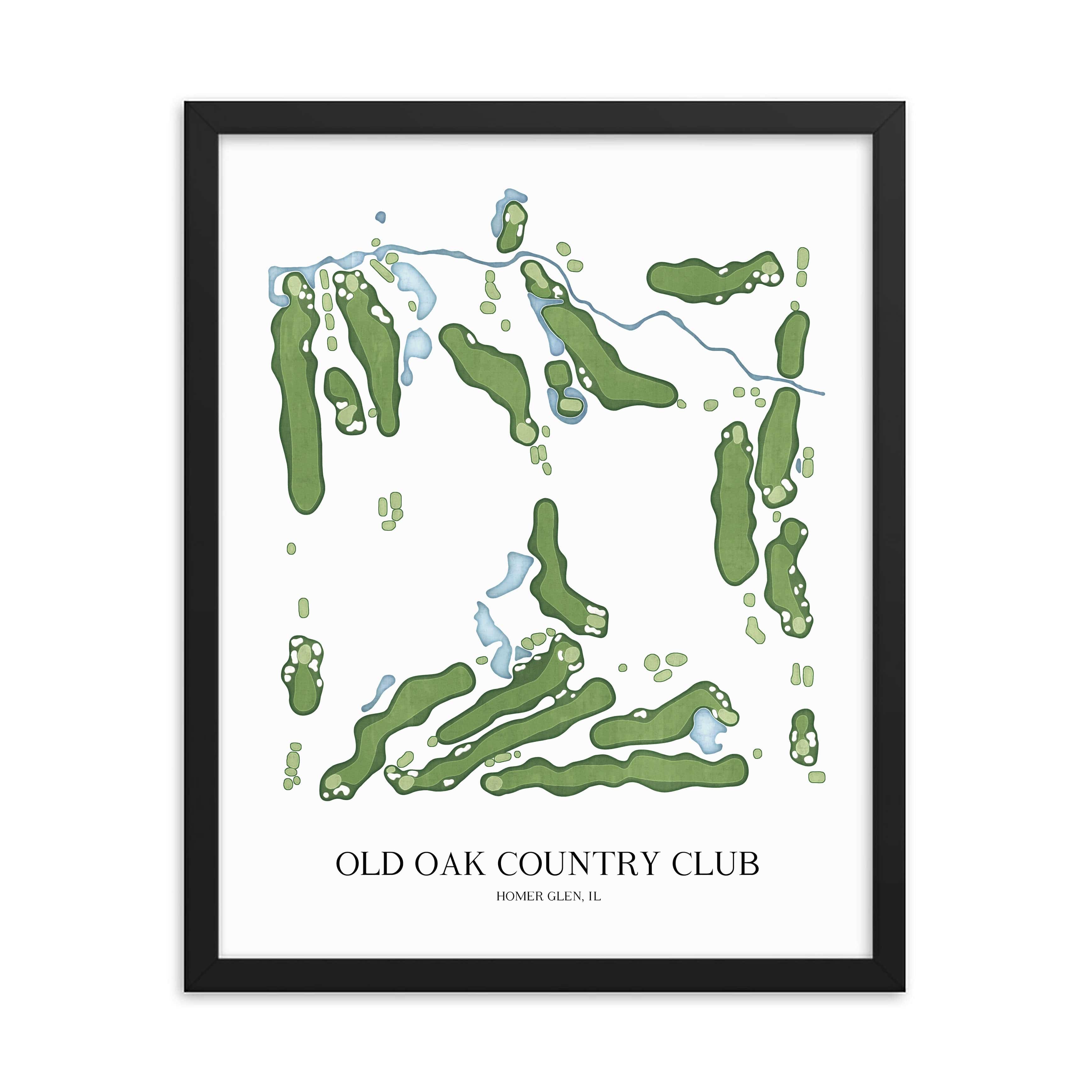 The 19th Hole Golf Shop - Golf Course Prints -  Old Oak Country Club Golf Course Map Golf Map