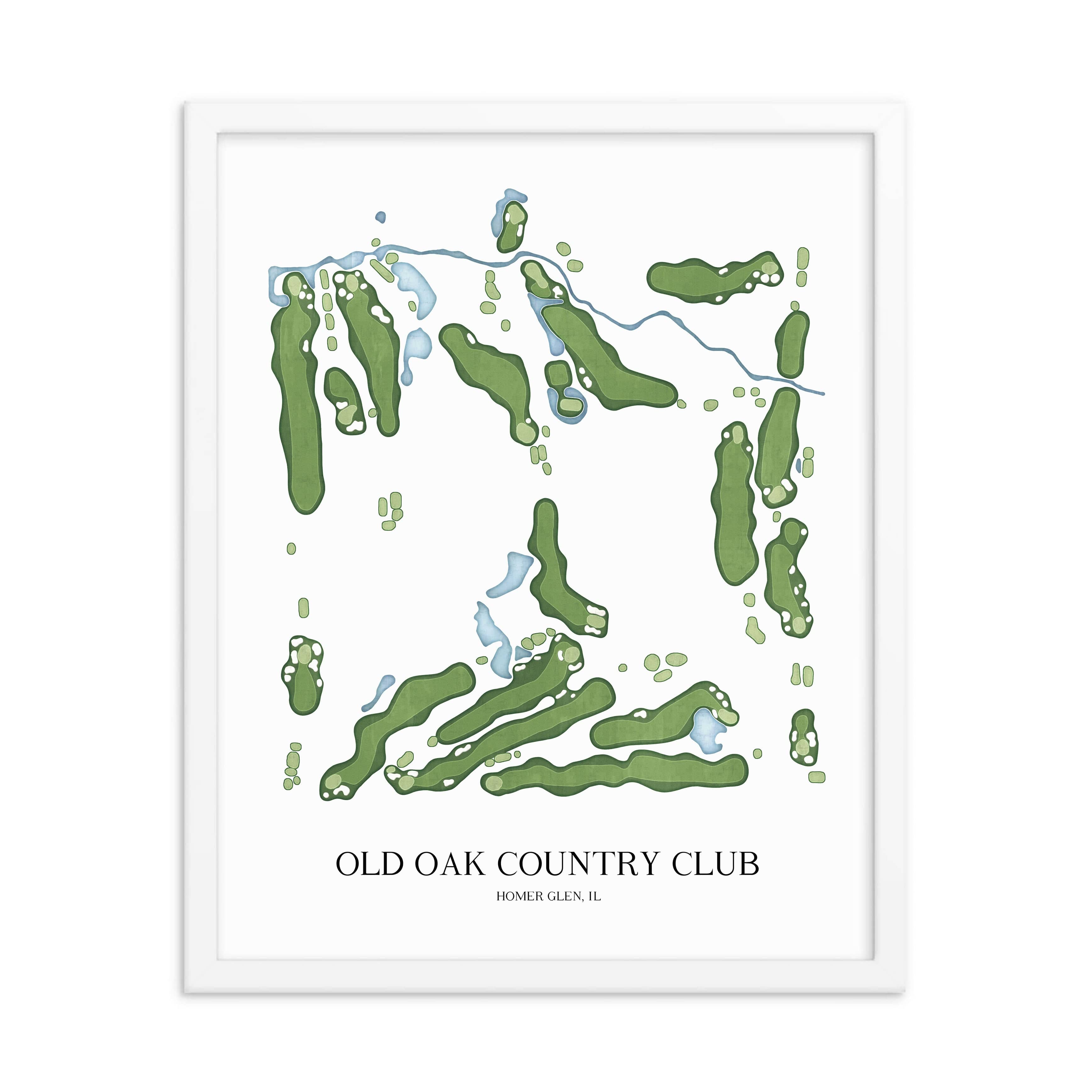 The 19th Hole Golf Shop - Golf Course Prints -  Old Oak Country Club Golf Course Map Golf Map