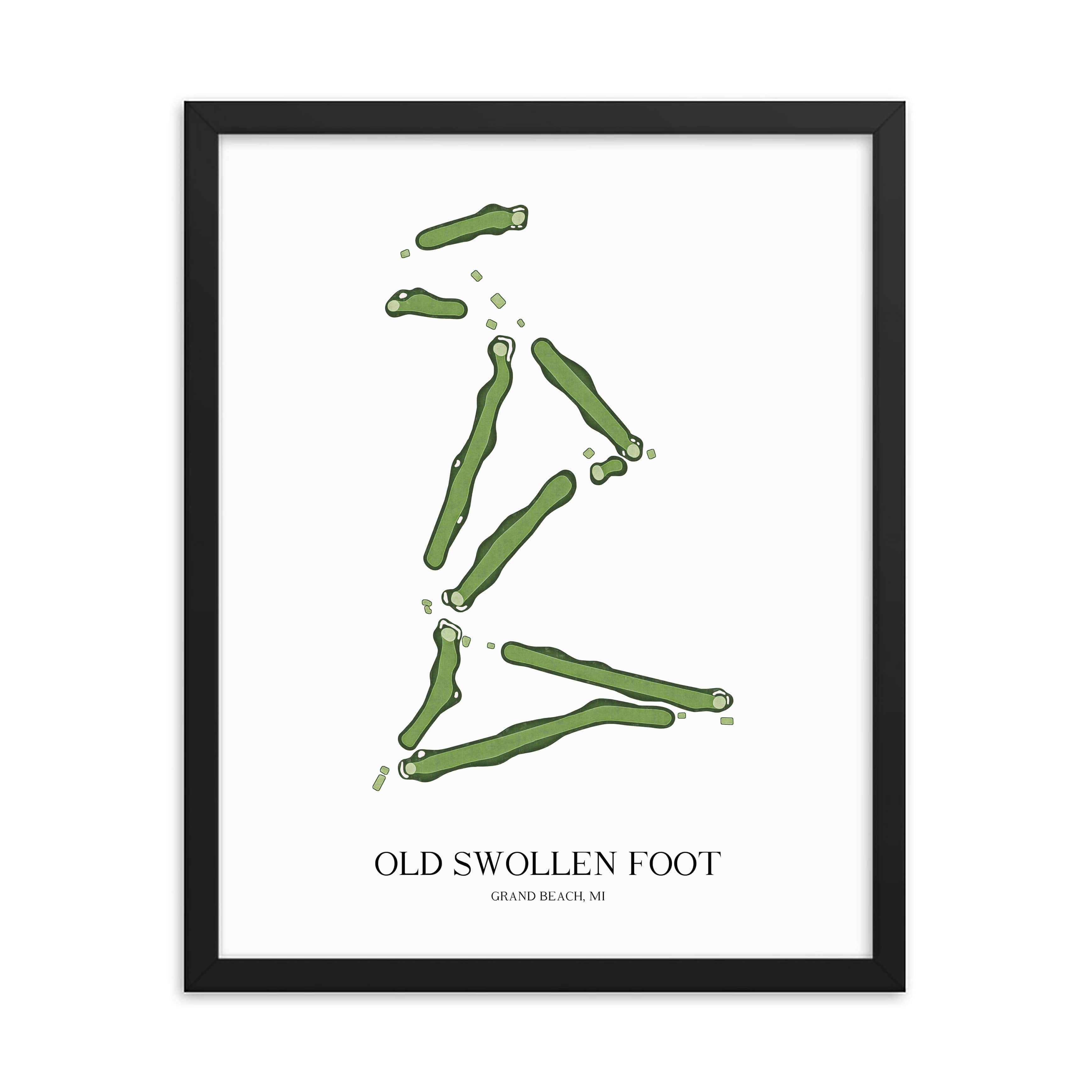 The 19th Hole Golf Shop - Golf Course Prints -  Old Swollen Foot Golf Course Map Golf Map