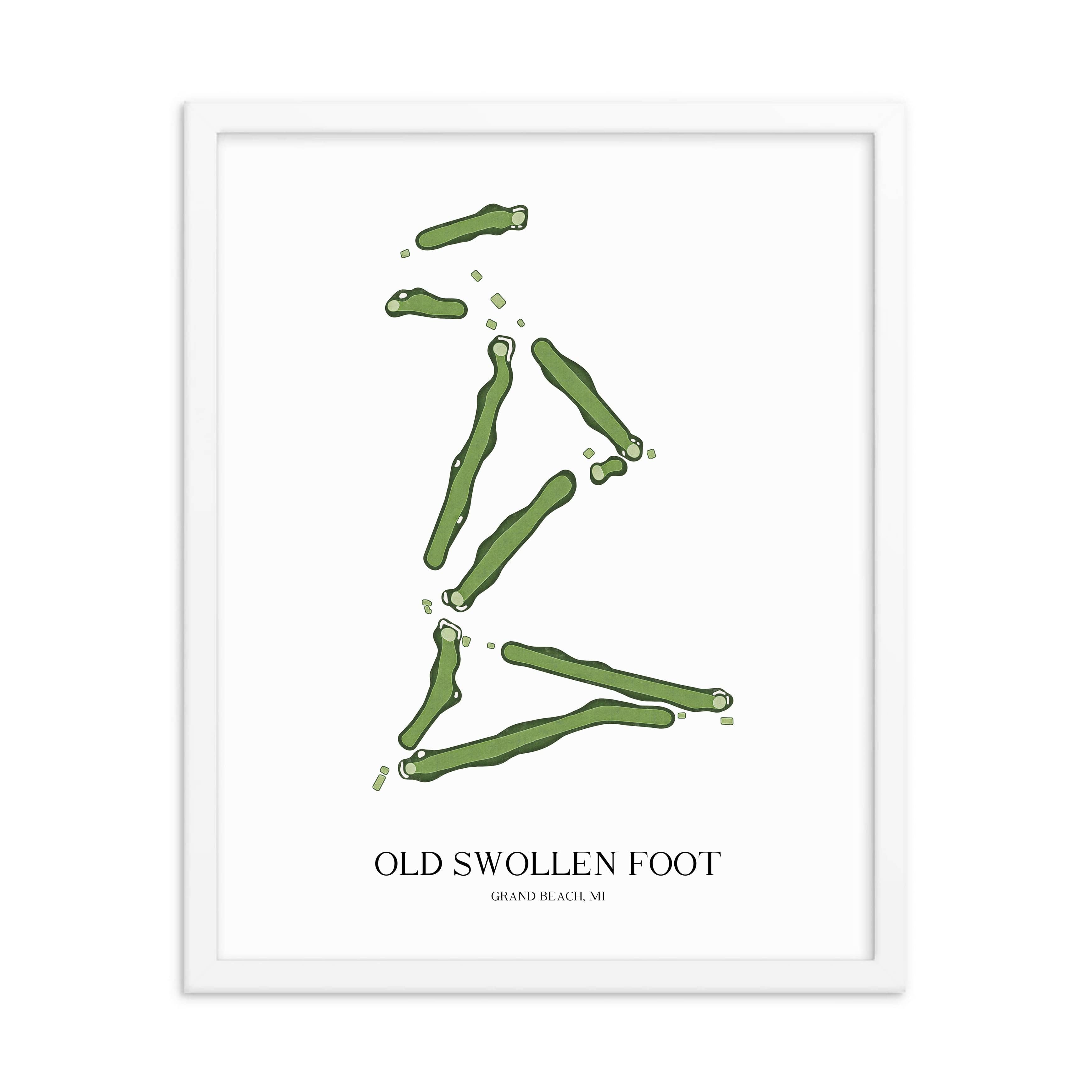 The 19th Hole Golf Shop - Golf Course Prints -  Old Swollen Foot Golf Course Map Golf Map