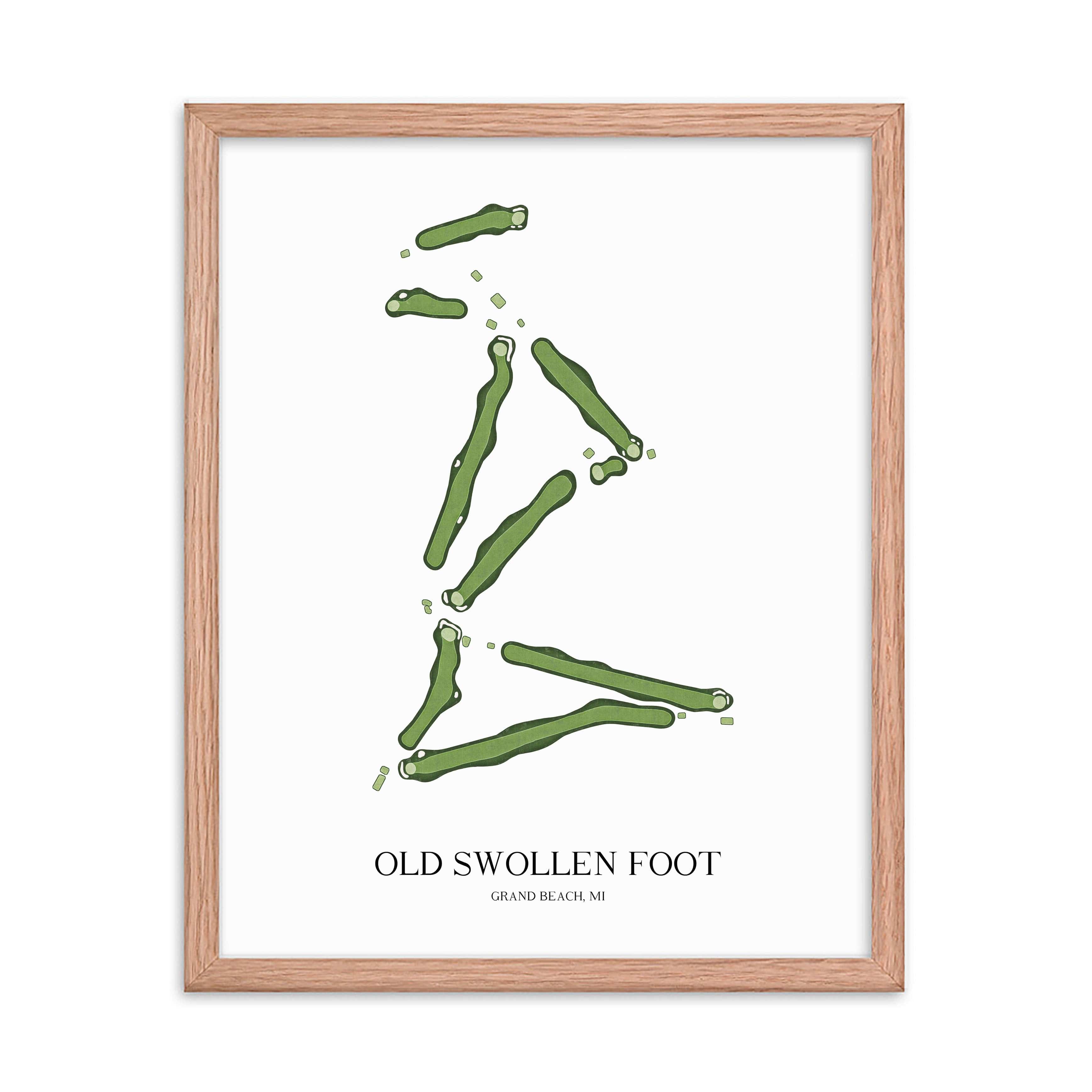 The 19th Hole Golf Shop - Golf Course Prints -  Old Swollen Foot Golf Course Map Golf Map