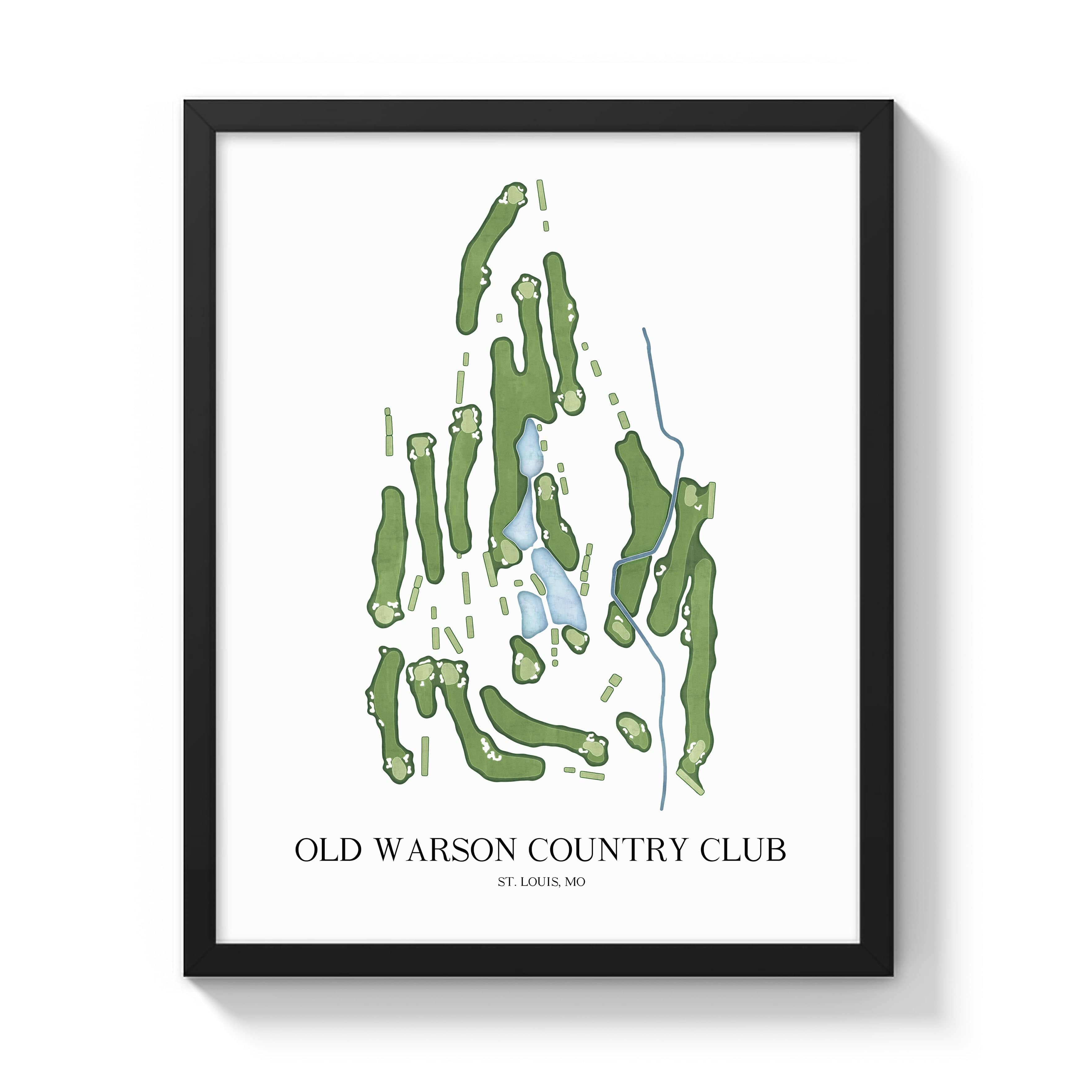 The 19th Hole Golf Shop - Golf Course Prints -  Old Warson Country Club Golf Course Map Golf Map