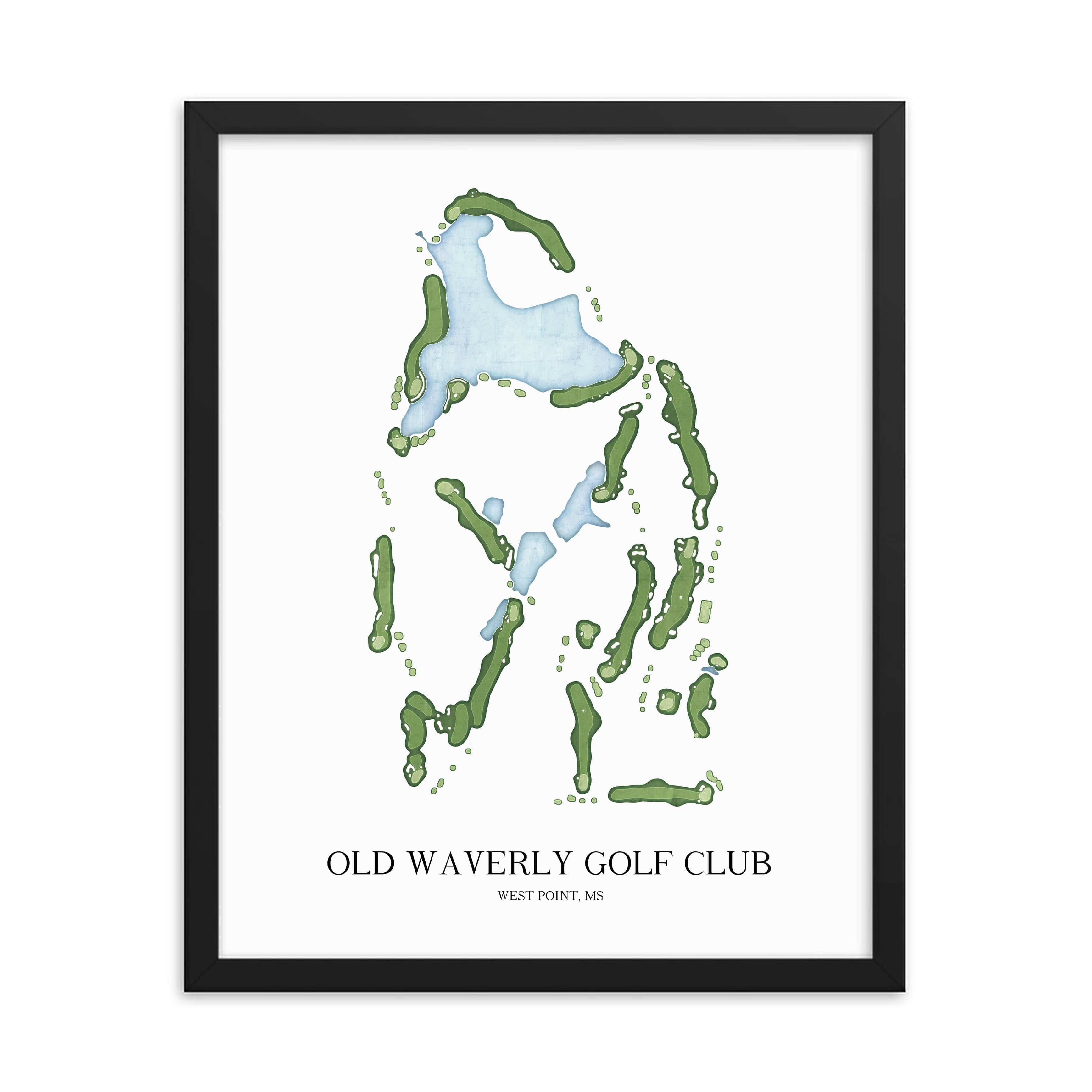 The 19th Hole Golf Shop - Golf Course Prints -  Old Waverly Golf Club Golf Course Map Golf Map