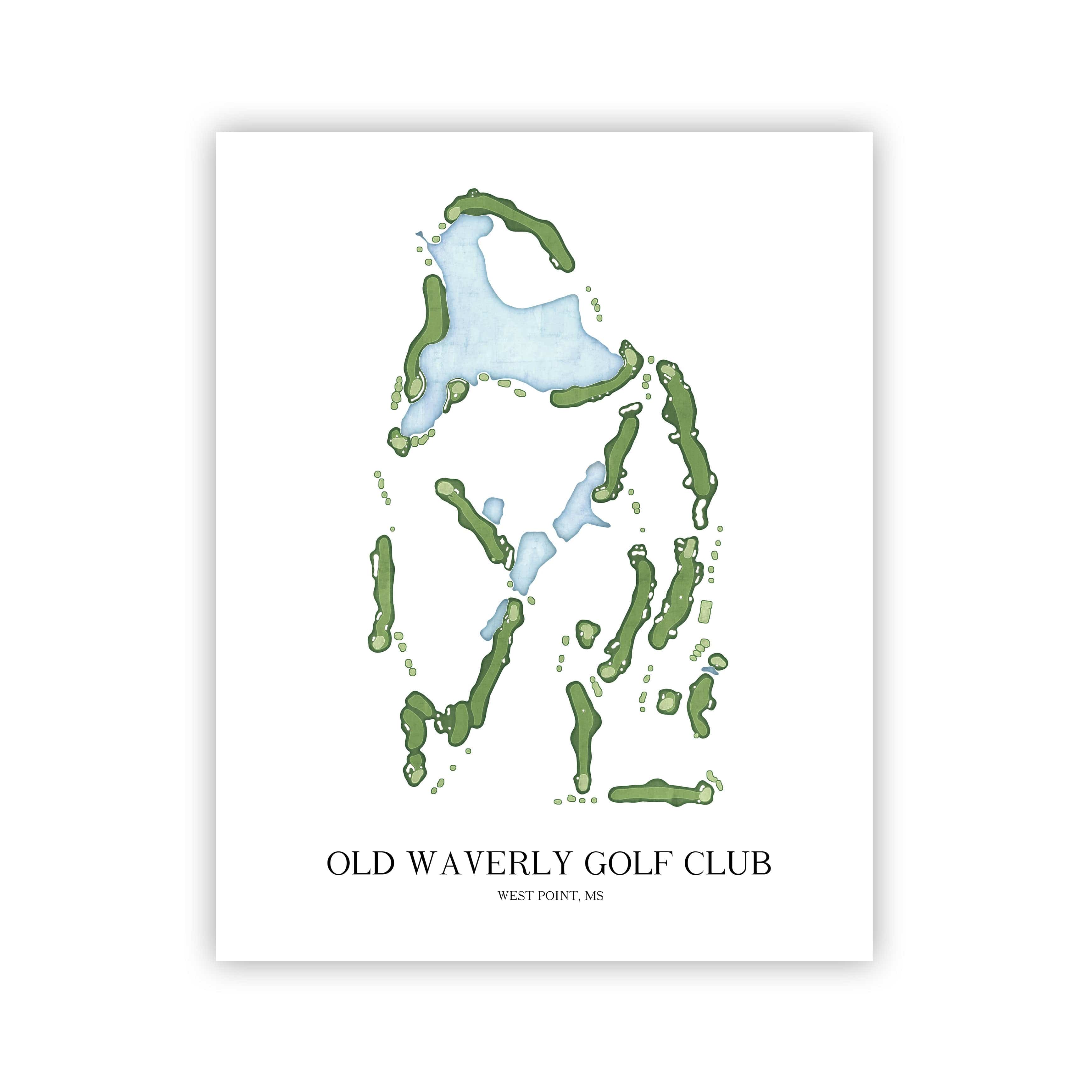 The 19th Hole Golf Shop - Golf Course Prints -  Old Waverly Golf Club Golf Course Map Golf Map