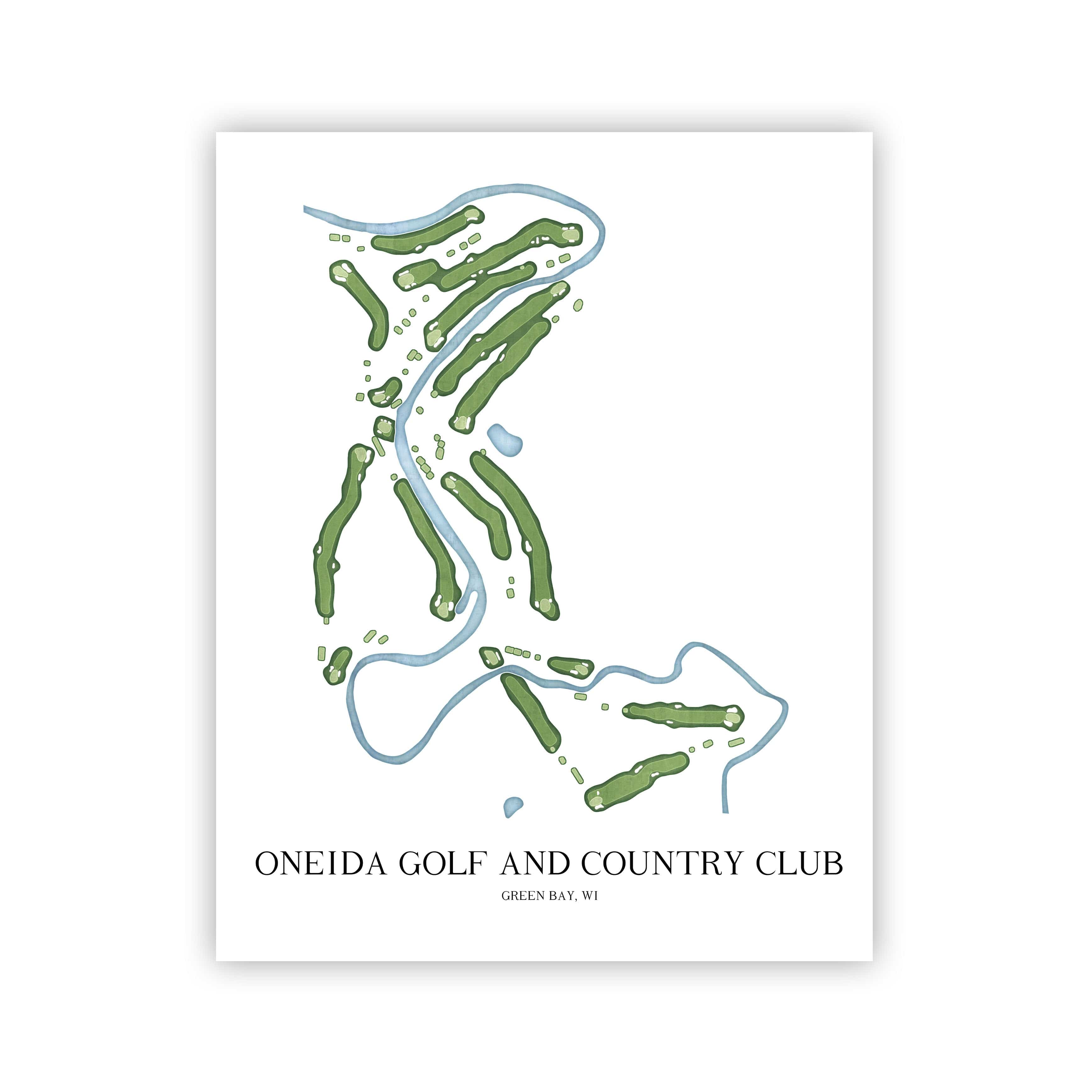 The 19th Hole Golf Shop - Golf Course Prints -  Oneida Golf and Country Club Golf Course Map Golf Map