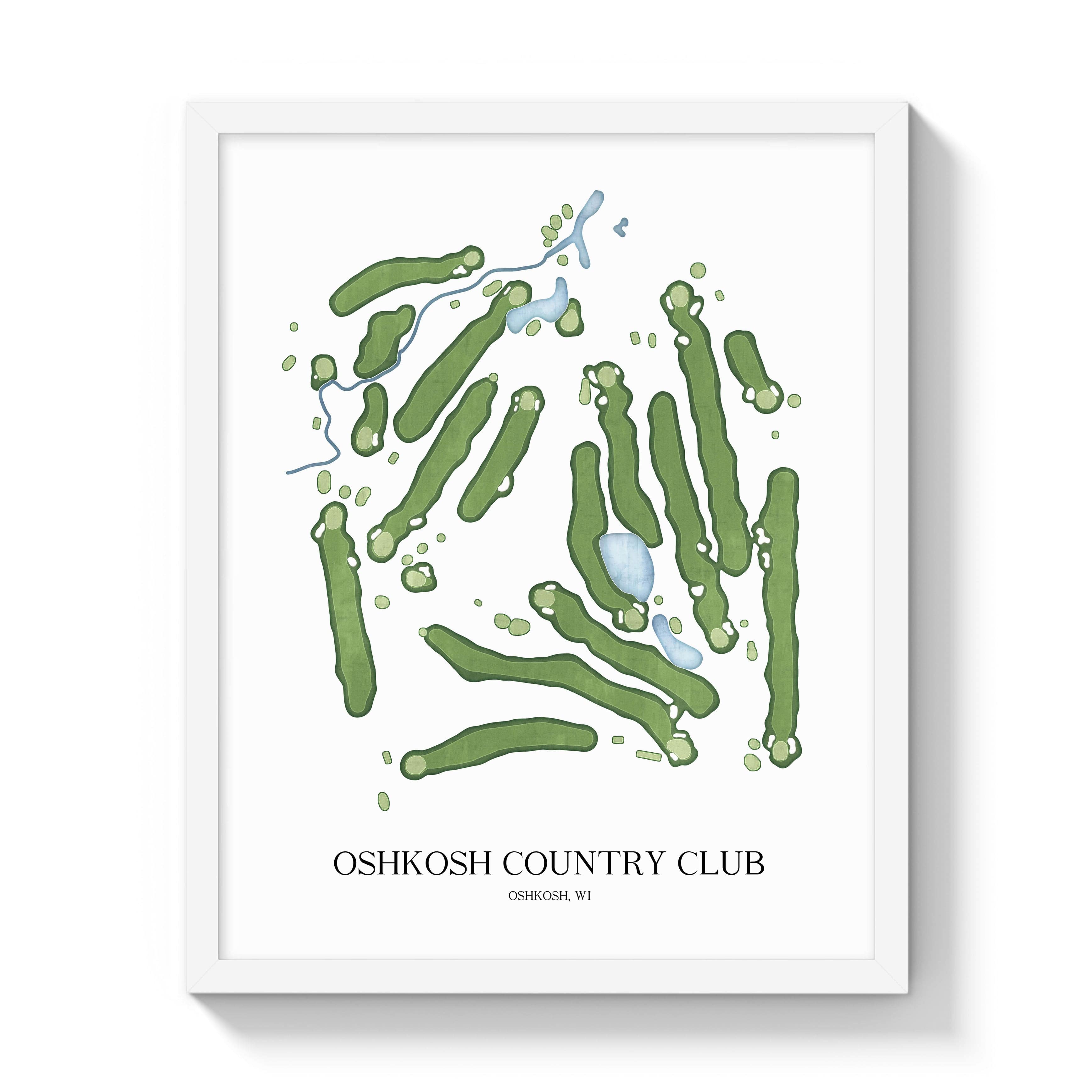 The 19th Hole Golf Shop - Golf Course Prints -  Oshkosh Country Club Golf Course Map Golf Map