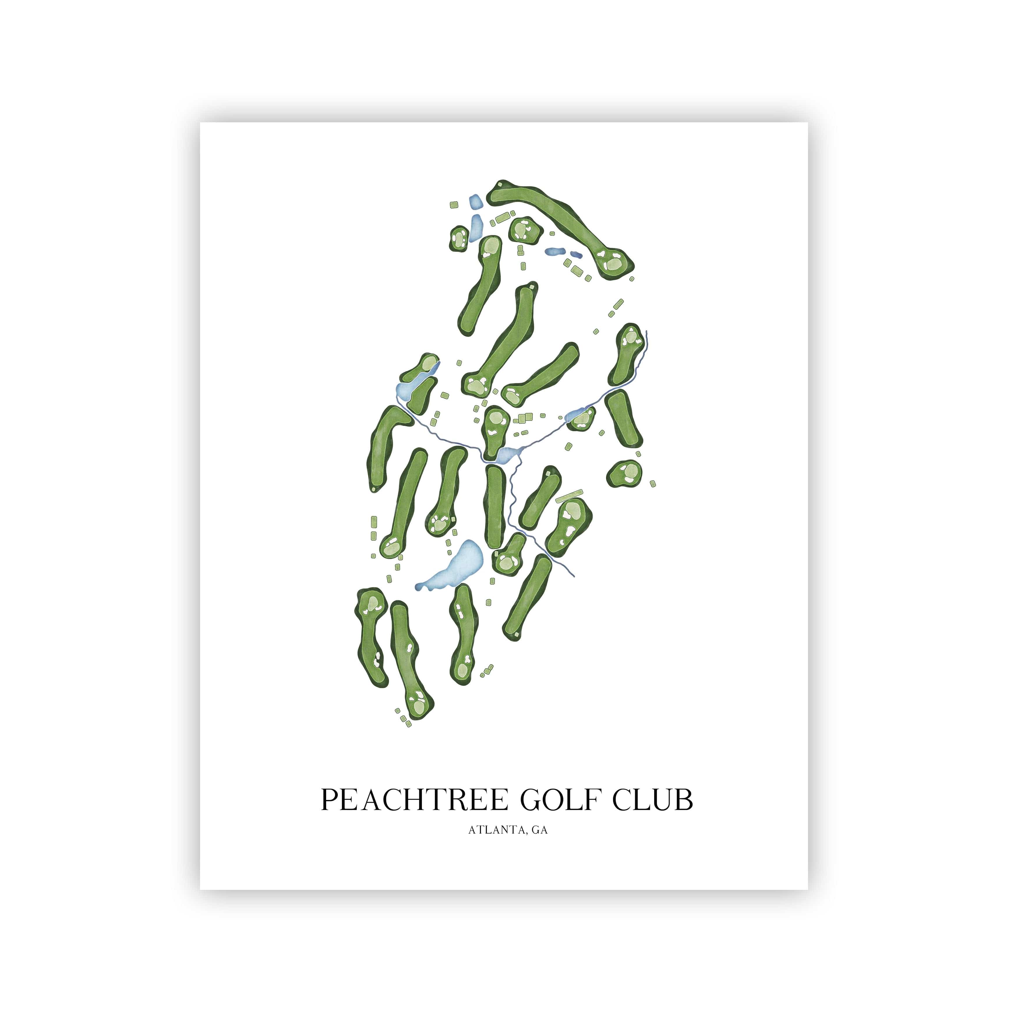 The 19th Hole Golf Shop - Golf Course Prints -  Peachtree Golf Club Golf Course Map Golf Map