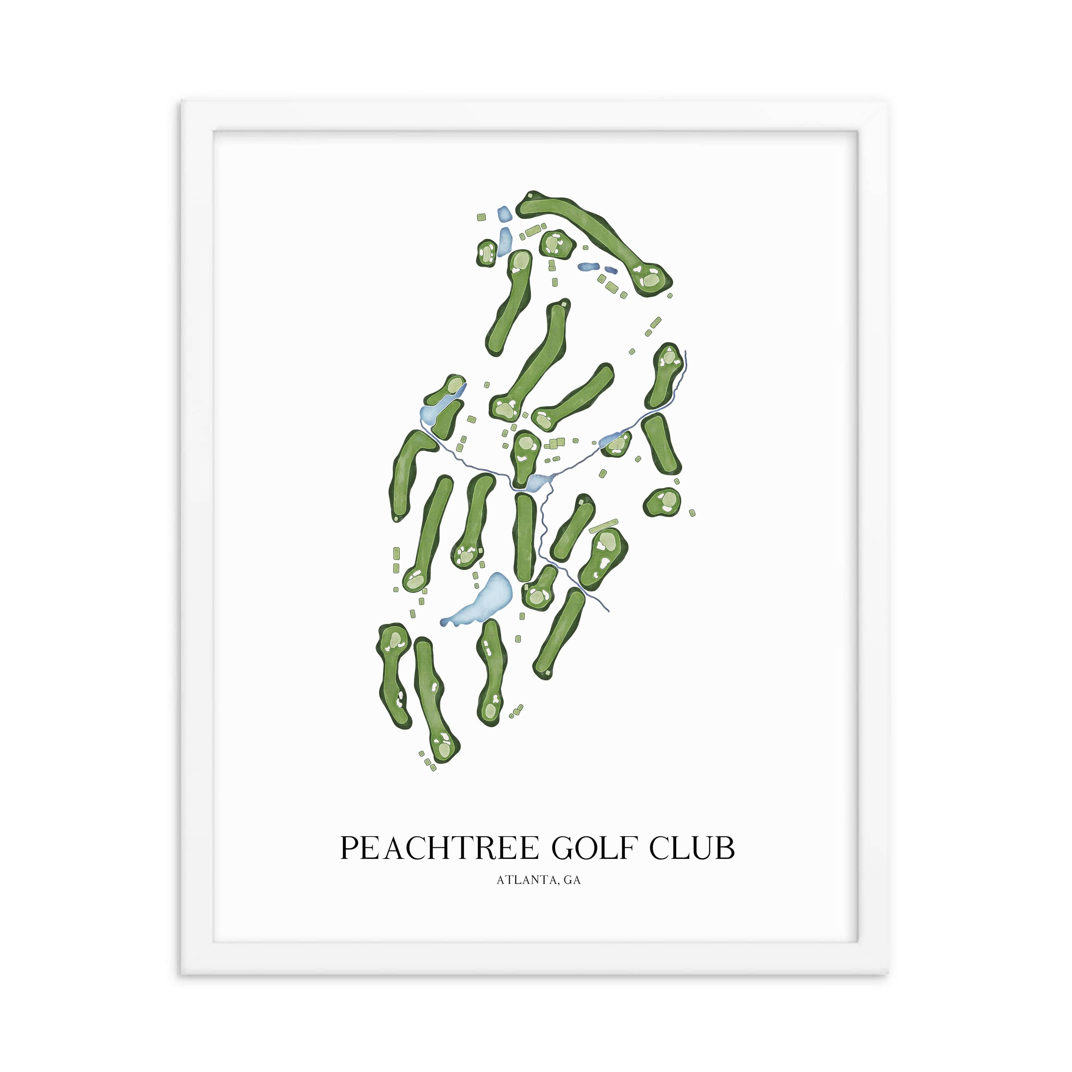 The 19th Hole Golf Shop - Golf Course Prints -  Peachtree Golf Club Golf Course Map Golf Map